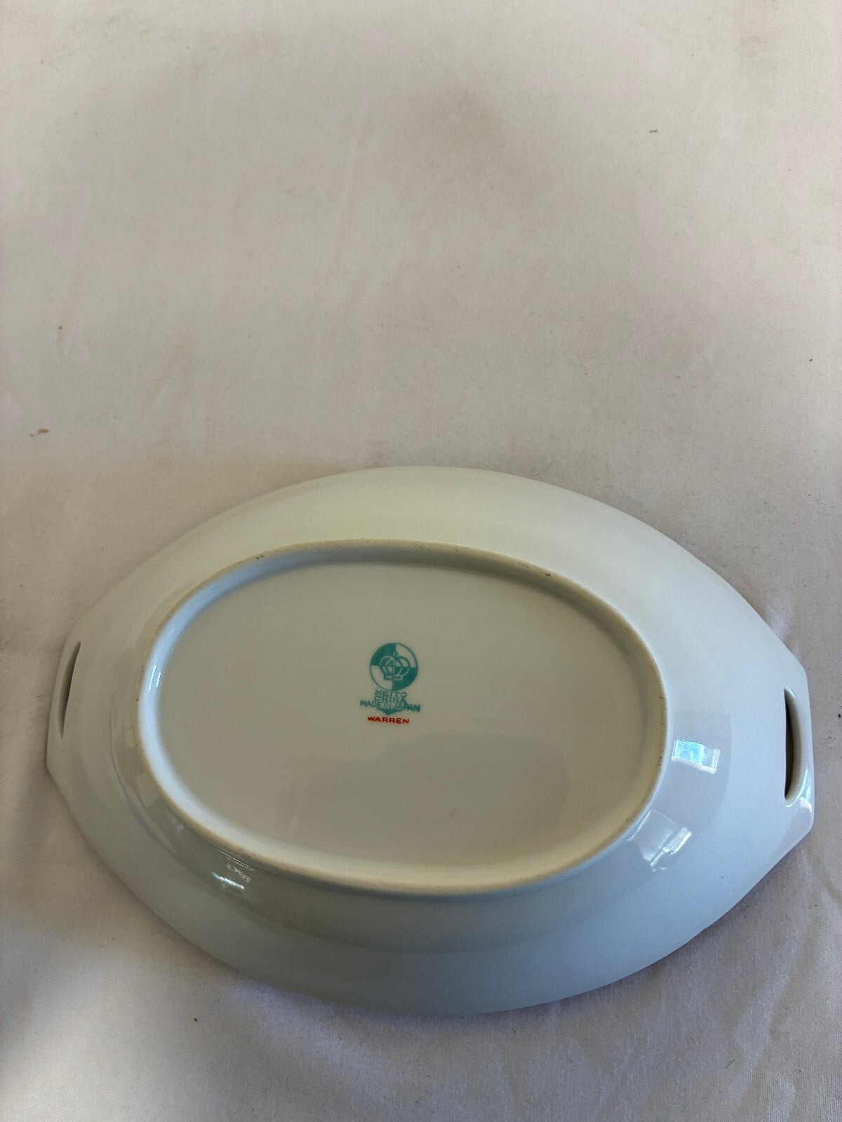 Vintage Meito China Warren Oval Vegetable Bowl, Hand Painted with Gold Handles