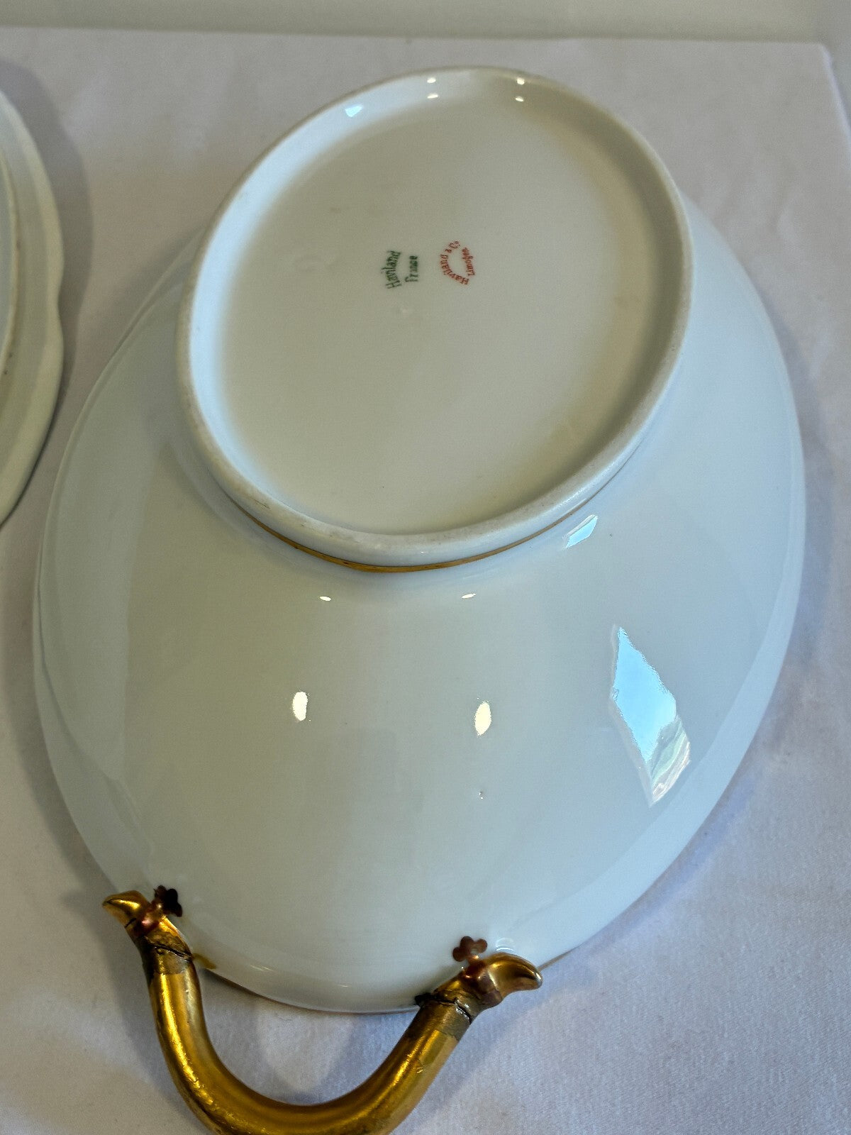 Antique Haviland Limoges Covered Vegetable Tureen, Gold Gilt Rim, France