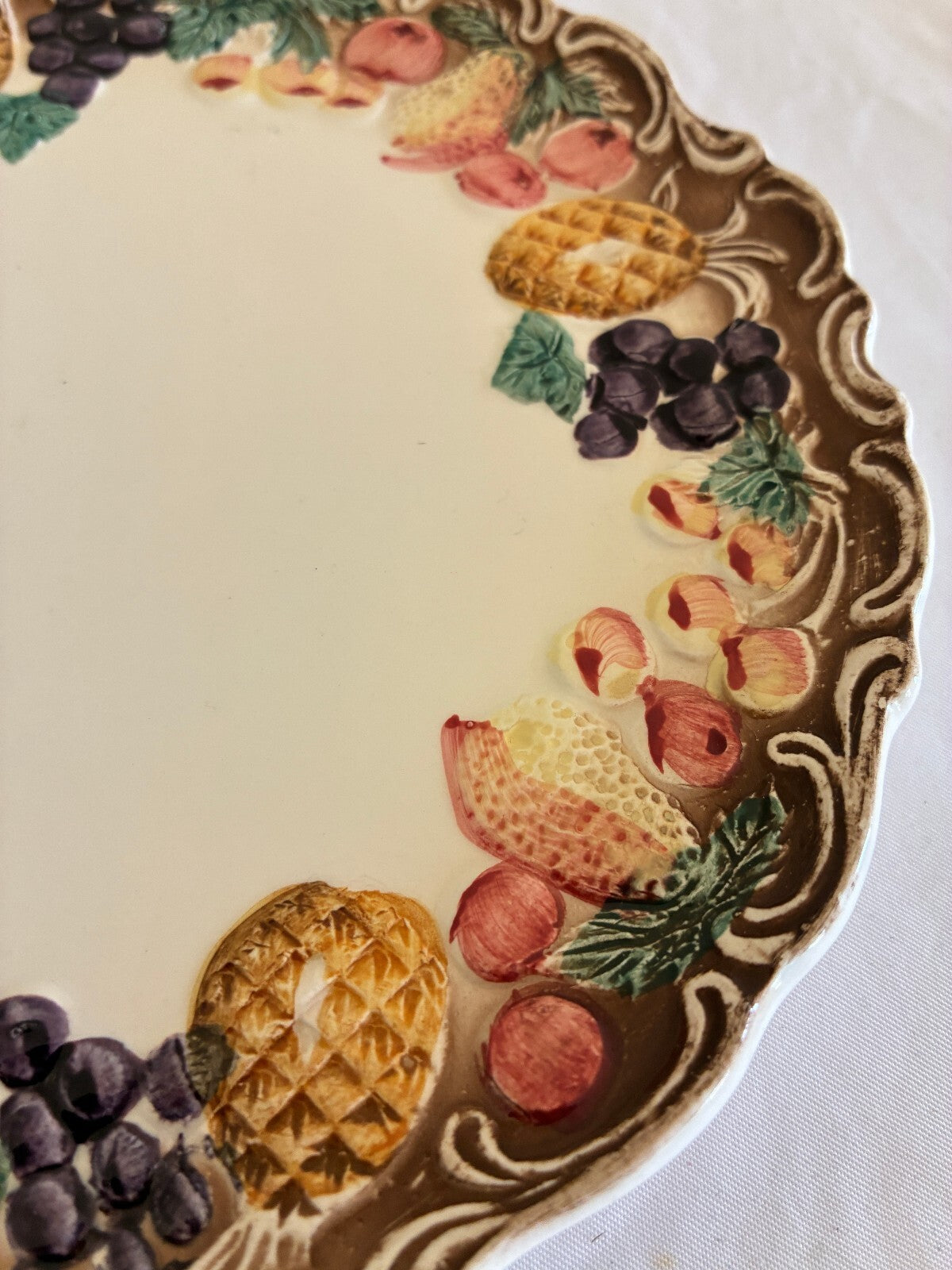 Vintage Lefton Majolica Style Fruit Border Plates, Set of 6 | Japan