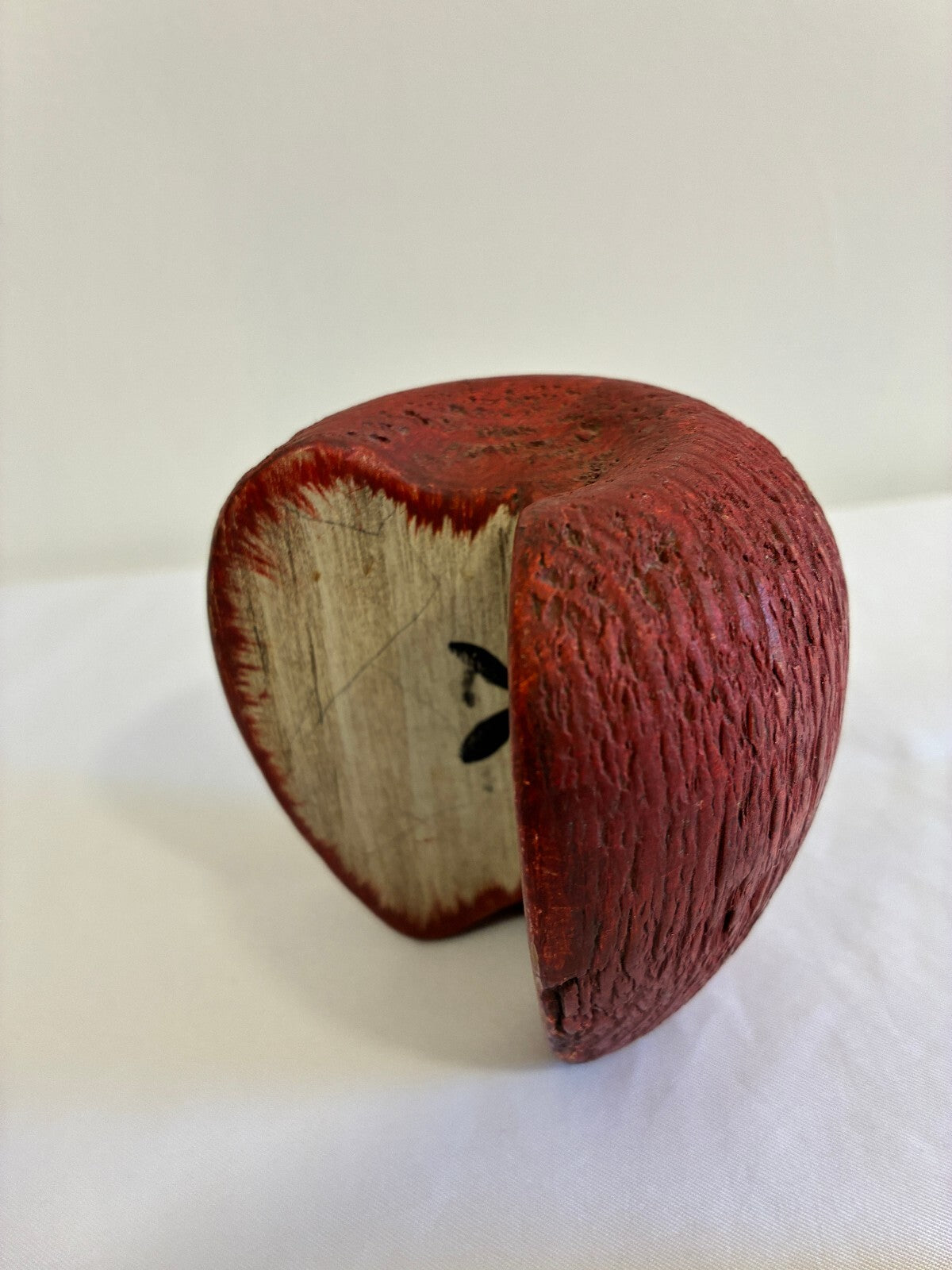 Signed Chris Colby Carved Wood Apple Sculpture | Folk Art Made in Maine