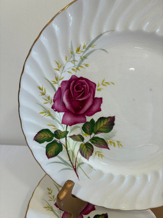 Vintage Ridgway England Ironstone Anniversary Rose Dinner Plates, Set of 3
