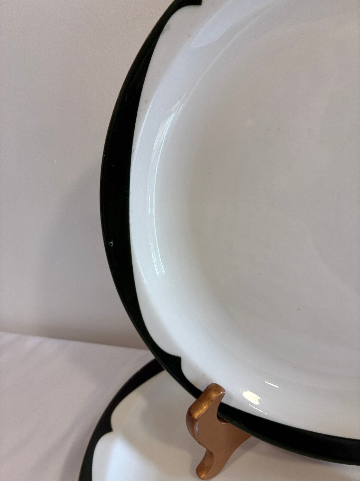 Vintage McNicol China Green Rim Plates Set of 3, Restaurant Ware Dinner Plates,