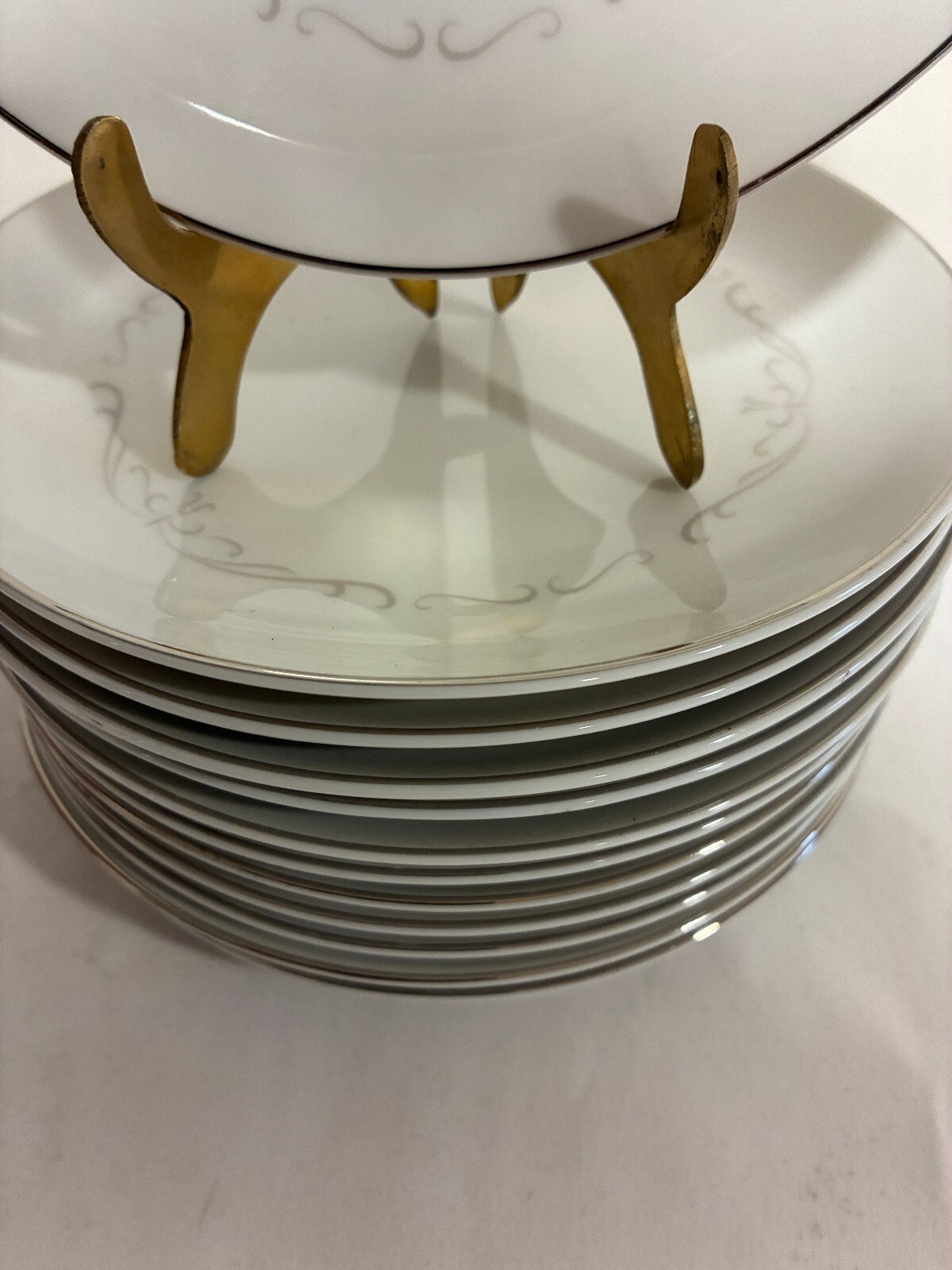 12 Vintage Kimberly Fine China Trianon Bread Plates, Platinum Trim, Japan