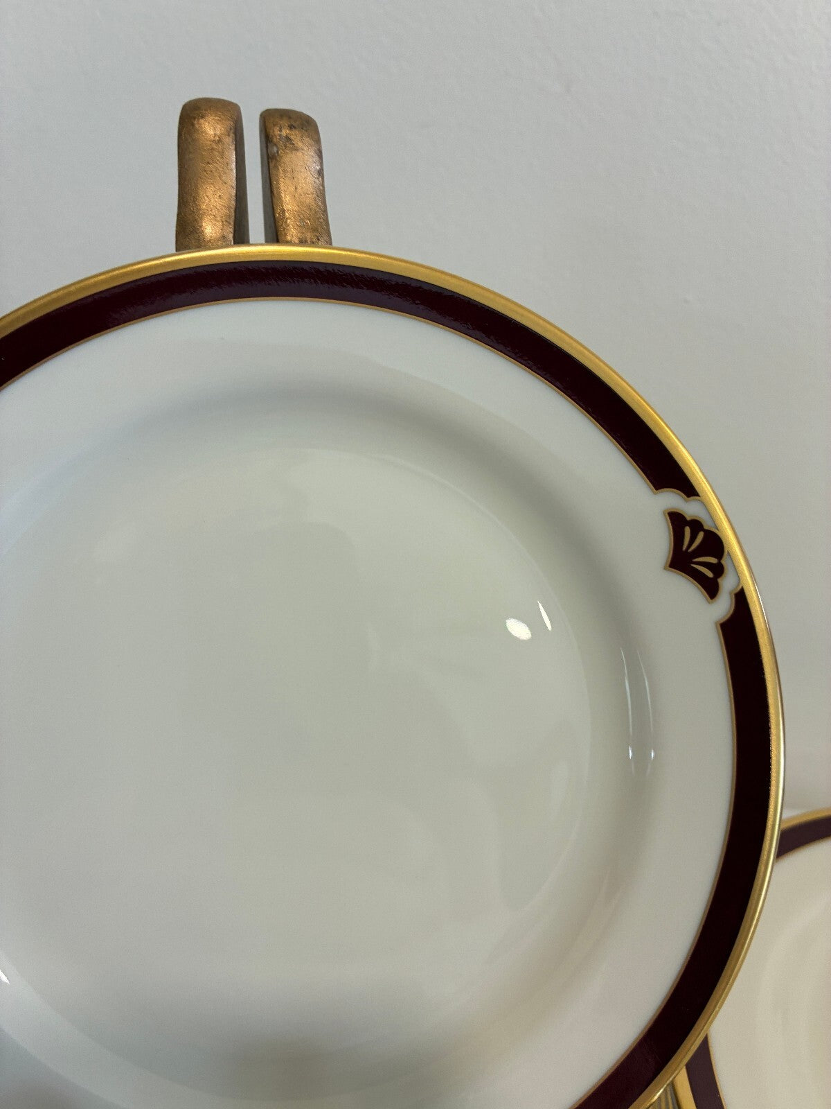 Vintage Pickard Fine China Bread Plates, Set of 8, Burgundy & Gold