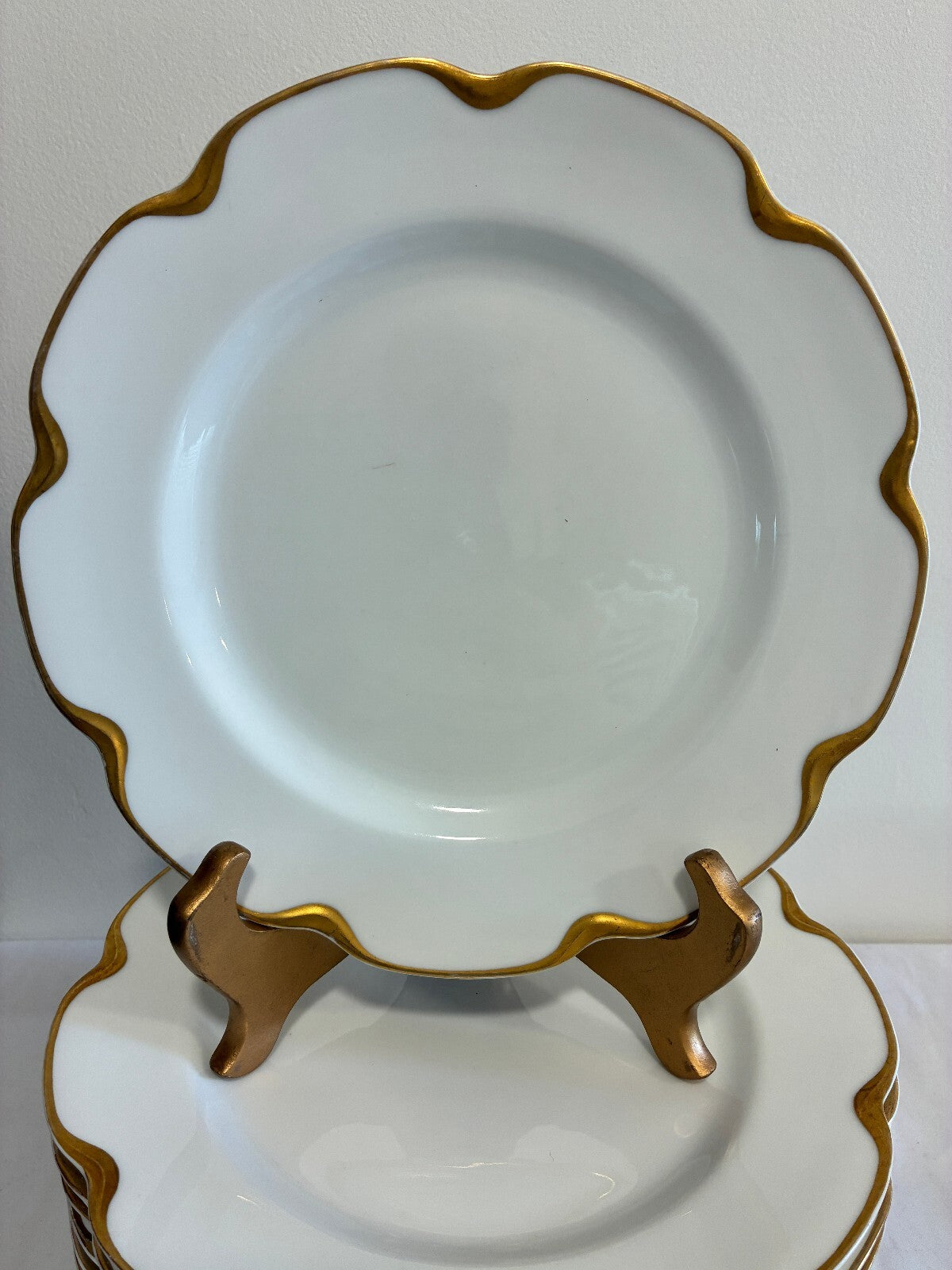 Antique Haviland & Co Limoges Gold  Rim Plates Set of 12, French Porcelain