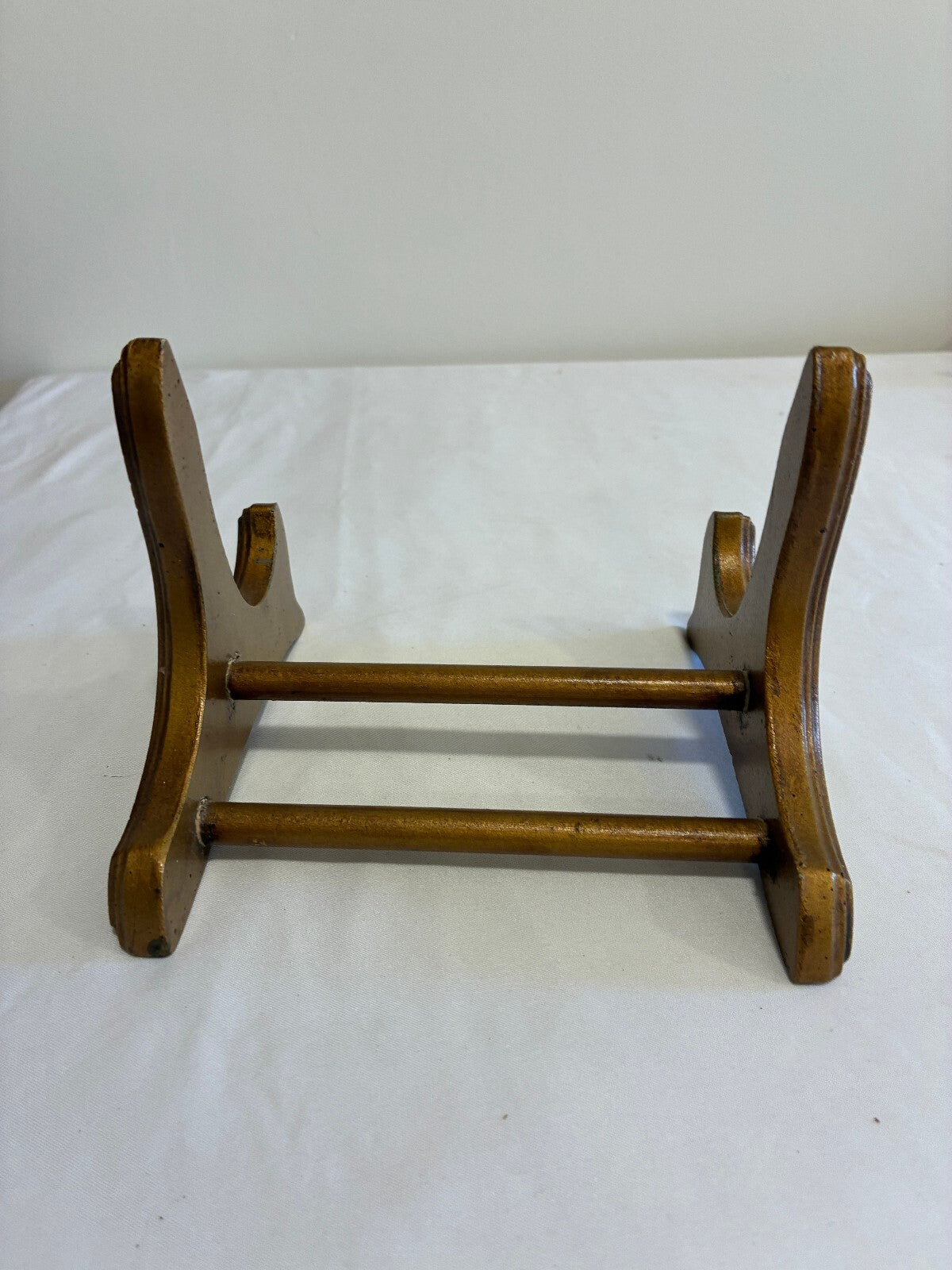 Vintage Gold Painted Wood Plate Stand Easel Display Holder