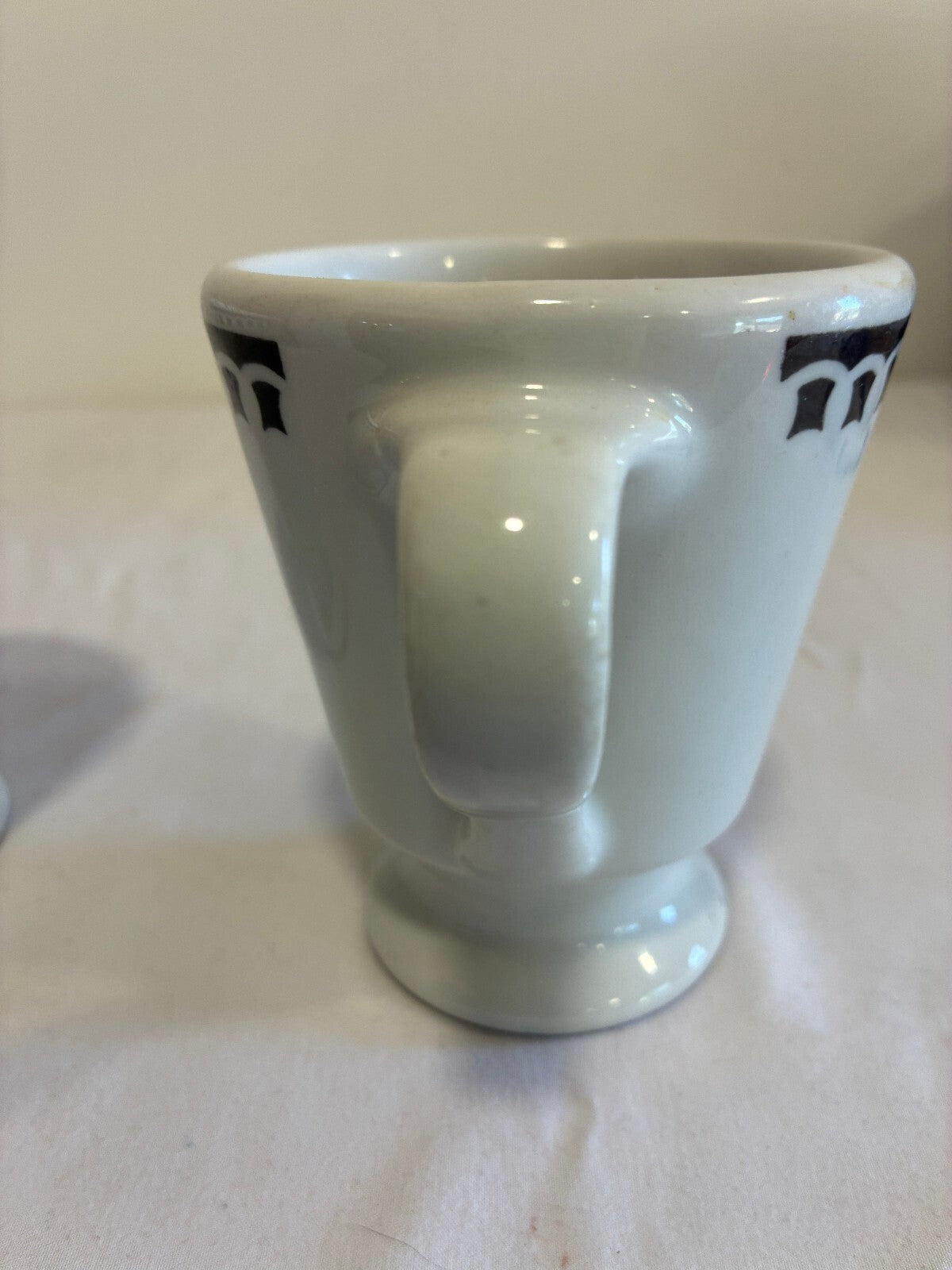 Vintage Sterling China Black Rimmed Pedestal Mugs, Set of 2, Restaurant Ware