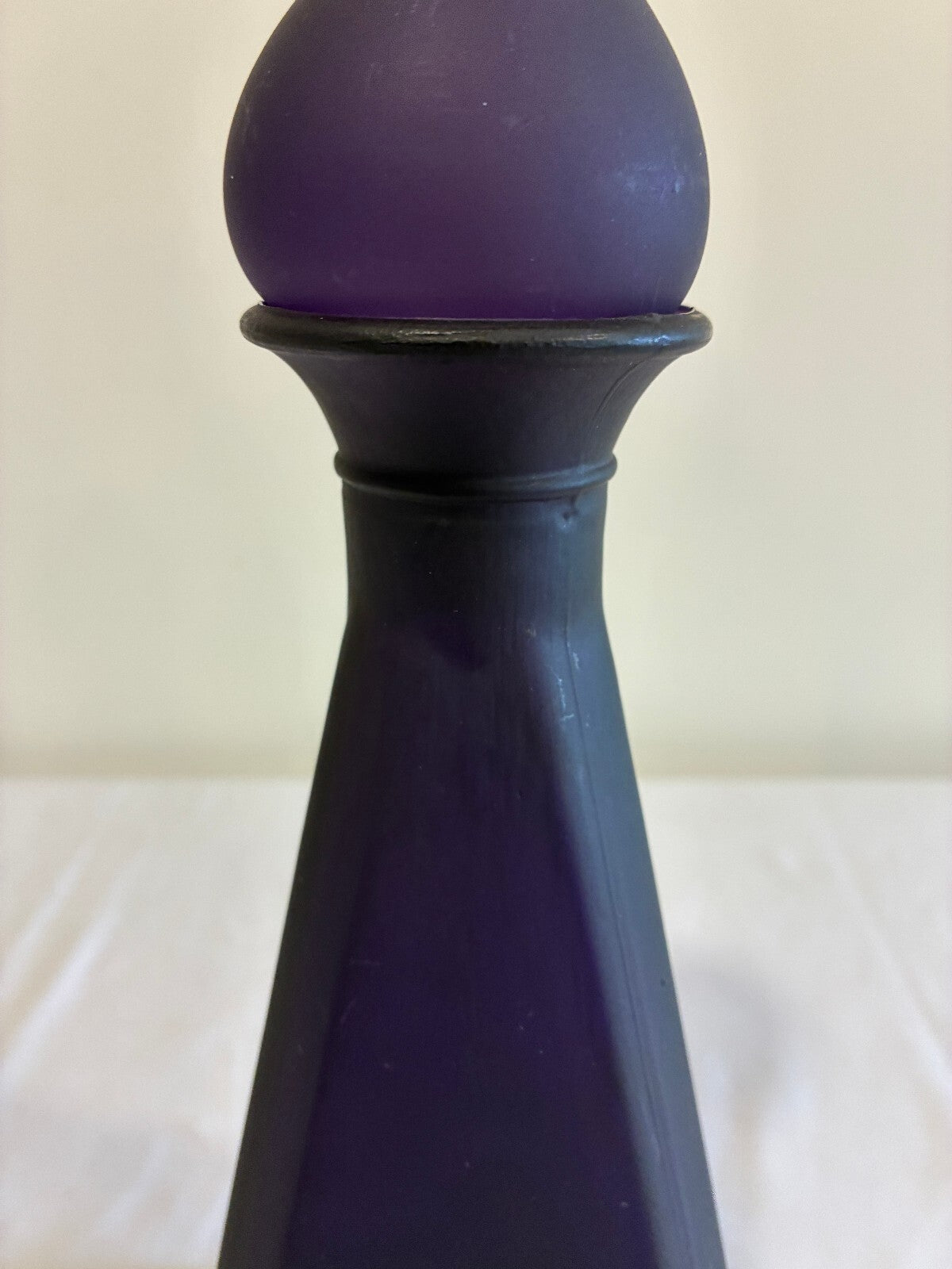 Vintage Amethyst Glass Pyramid Shaped Decanter With Stopper