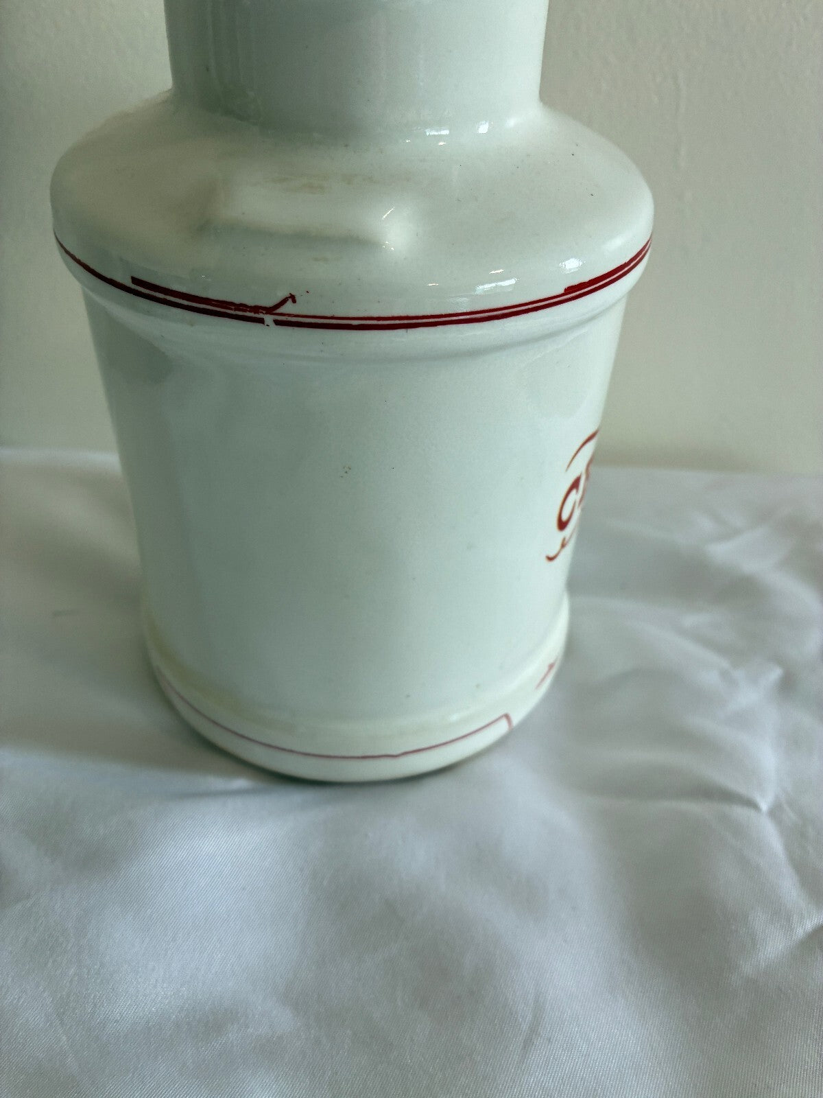 Vintage Ceramic Cream Canister with Lid, White Kitchen Storage Jar, Farmhouse Pantry Container
