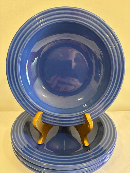 Vintage Emile Henry France Cobalt Blue Ceramic Bowls Set of 4 Stoneware Bowls