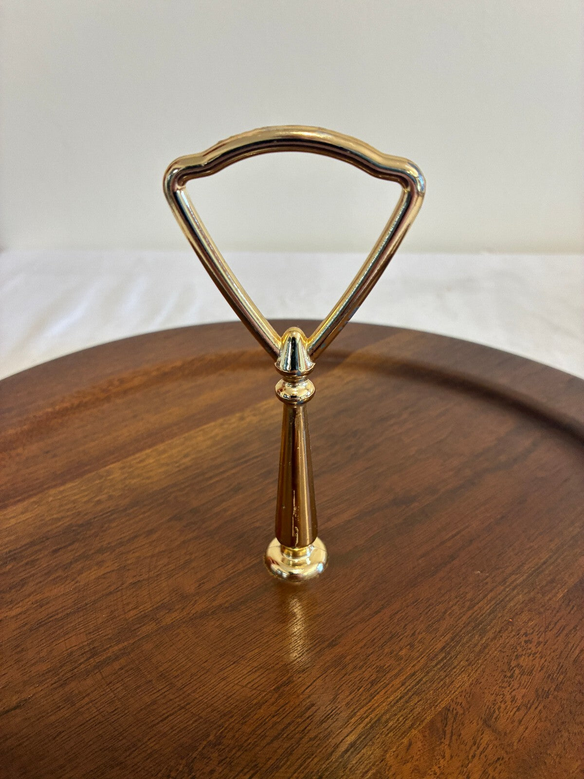 Vintage Ozark Walnutware Walnut Lazy Susan Tray 12.25" Brass Handle MCM USA