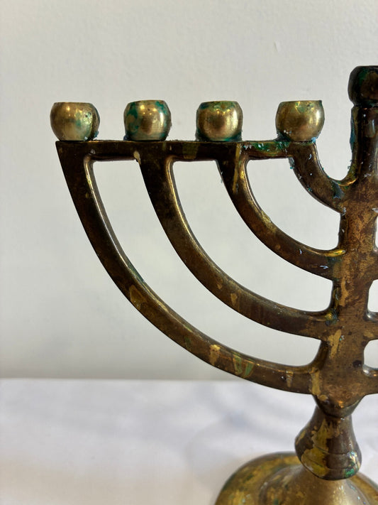 Vintage Brass Hanukkah Menorah 9 Branch Hanukkiah Judaica Candle Holder Jewish Holiday Decor