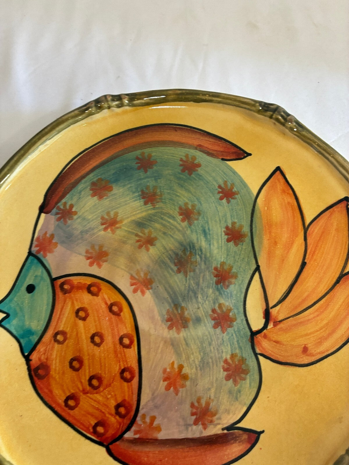Vintage Italica Ars Italy Fish Plates Set Hand Painted Ceramic Tropical Fish
