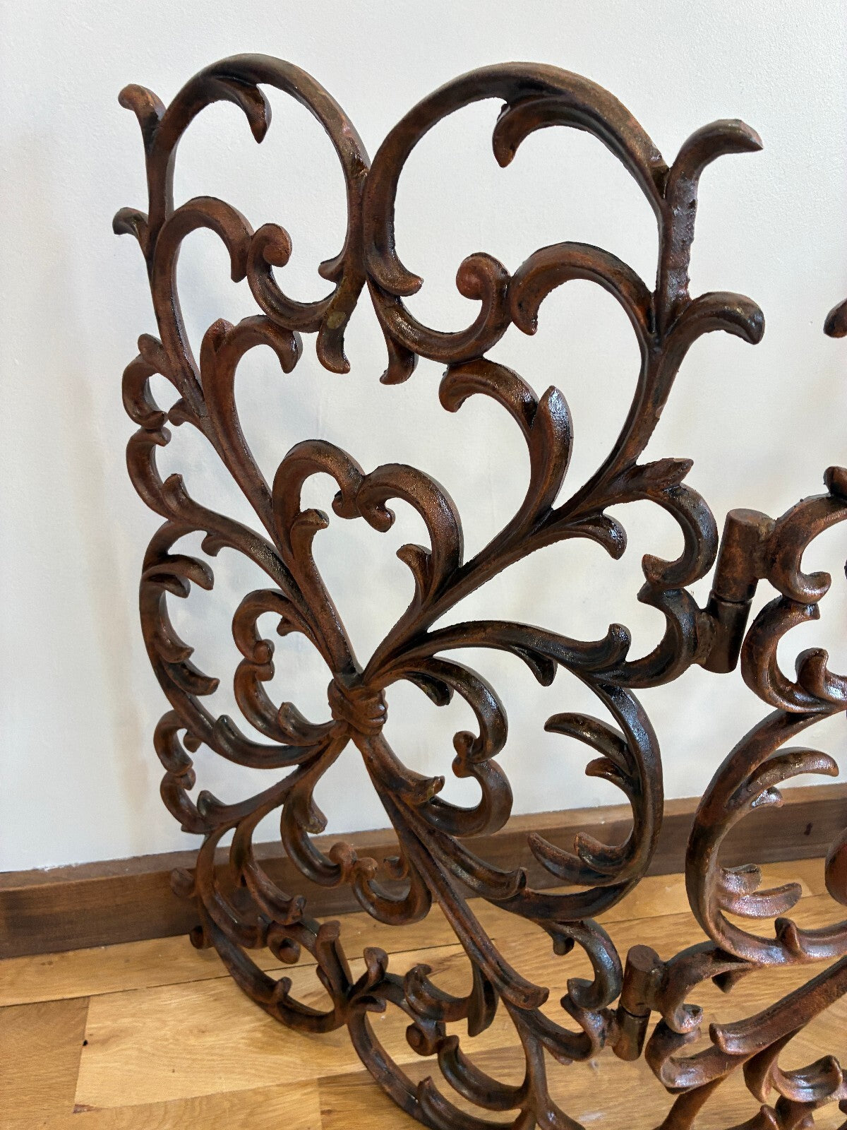 Vintage Large Cast Iron Fireplace Screen Ornate Scrollwork