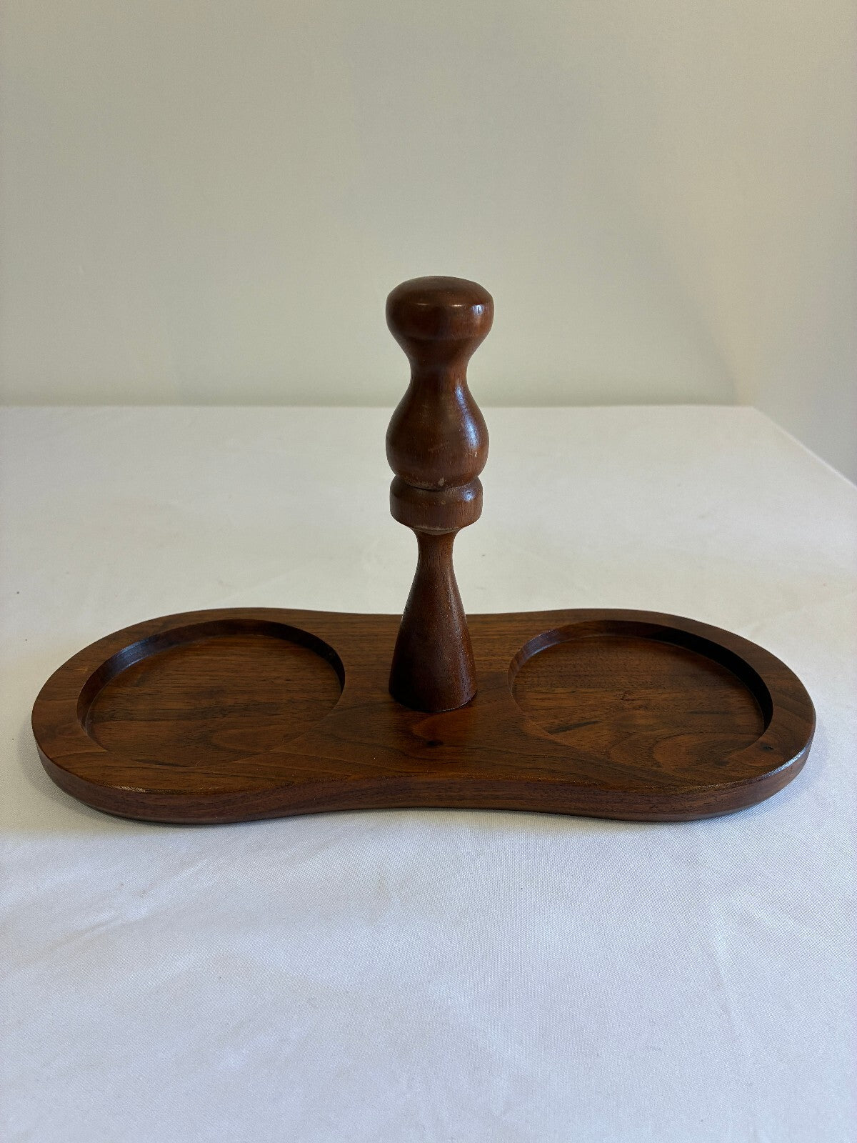 Vintage Ozark Walnutware Solid Walnut Condiment Caddy | Mid Century Wood Holder