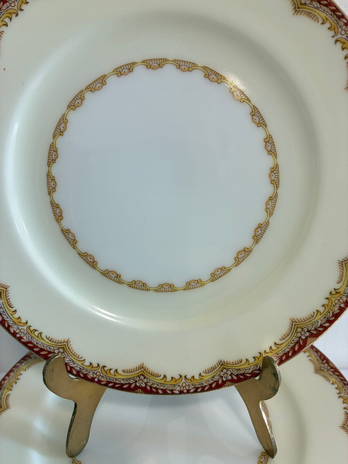 Vintage Meito China Celestine Bread Plates, Set of 12, Rust Red and Gold