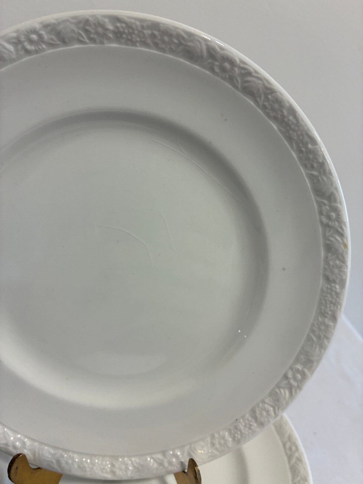 Vintage Wedgwood 7" Plates Set of 4, Embossed Floral Rim, England
