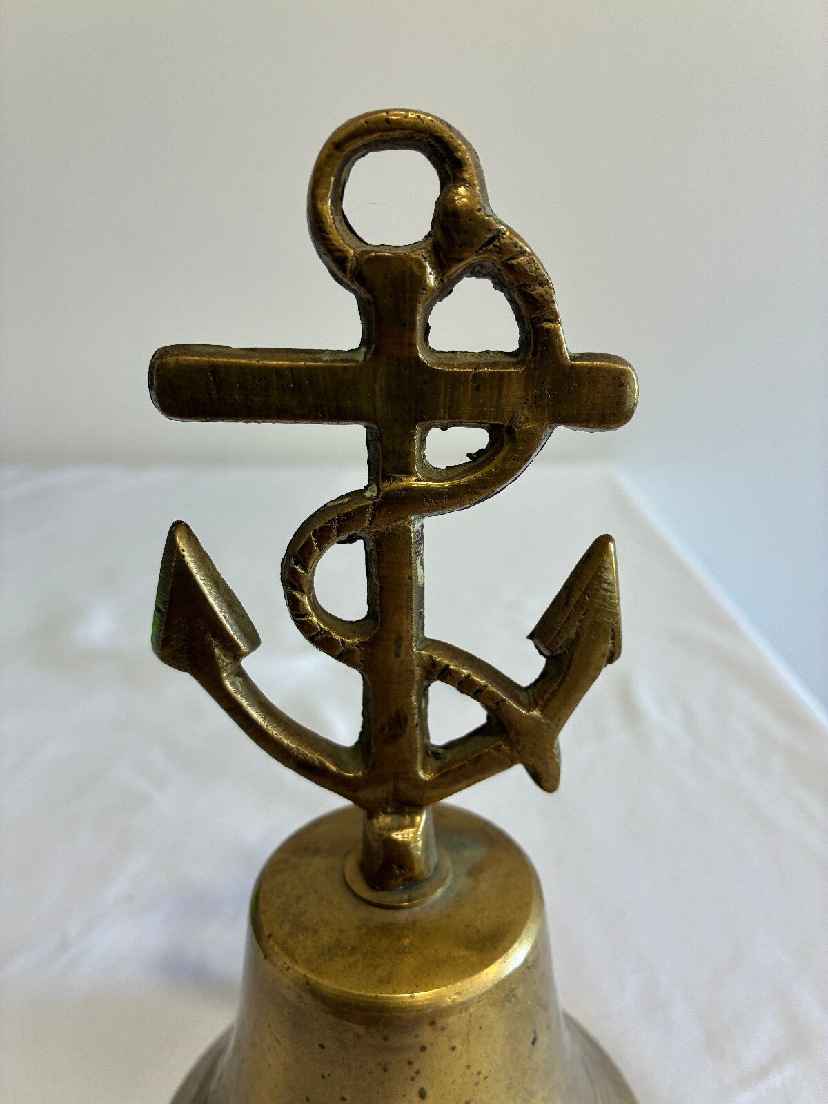 Vintage Brass Anchor Bell | Nautical Ship's Bell with Rope Detail |Made in India