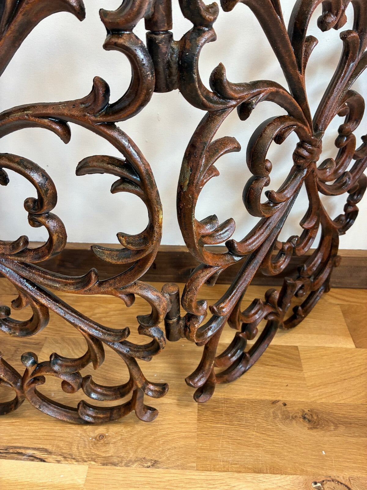 Vintage Large Cast Iron Fireplace Screen Ornate Scrollwork
