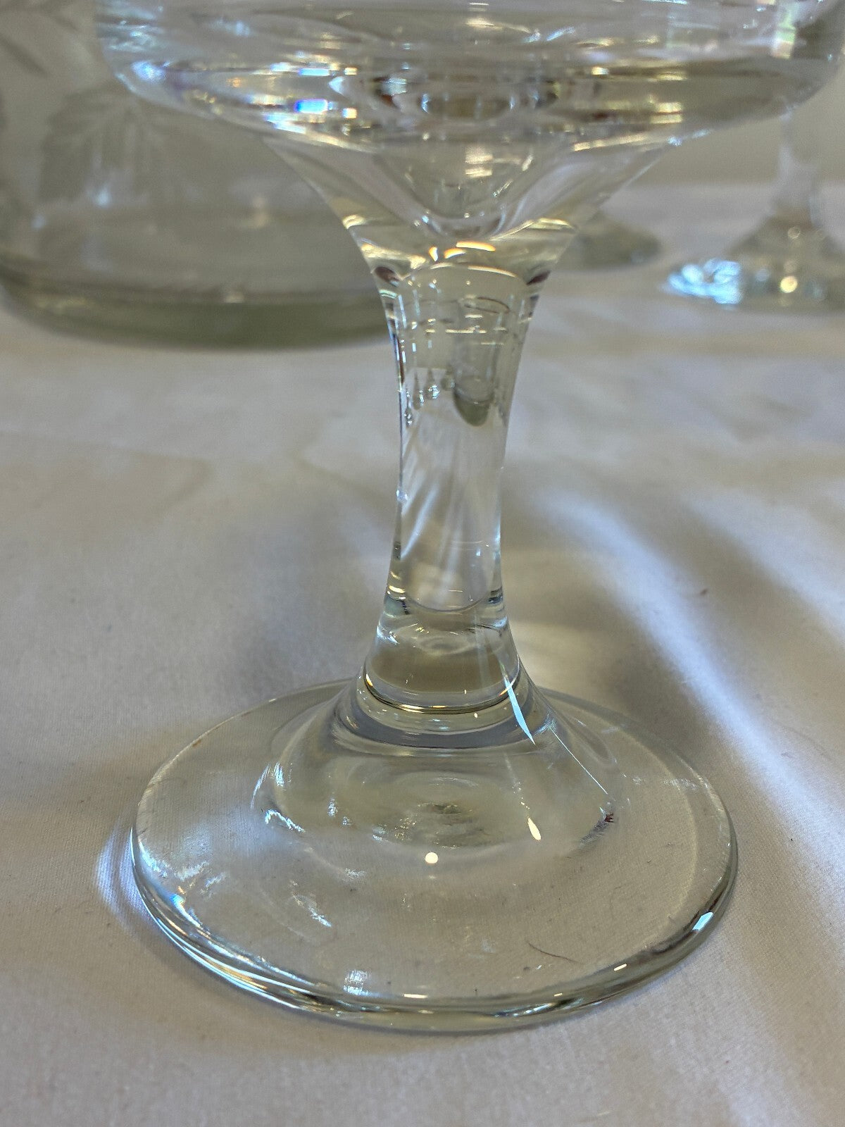 Vintage Bartlett Collins Etched Grape Glass Set 8 Goblets and Ice Bucket
