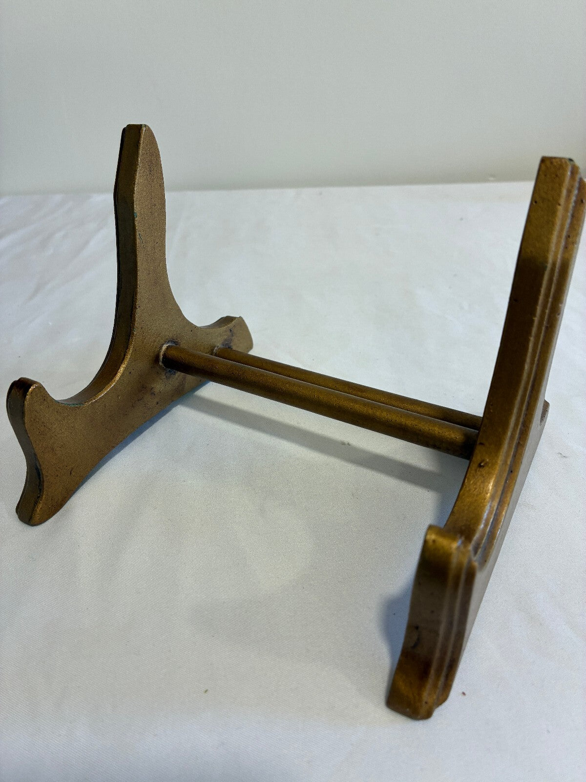 Vintage Gold Painted Wood Plate Stand Easel Display Holder