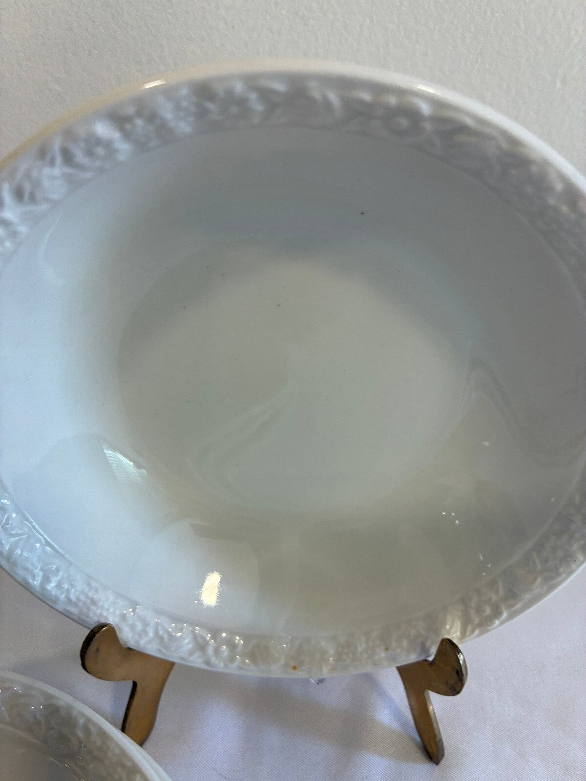 Vintage Wedgwood & Co Hedge Rose Bowls Set of 4, English White Embossed China