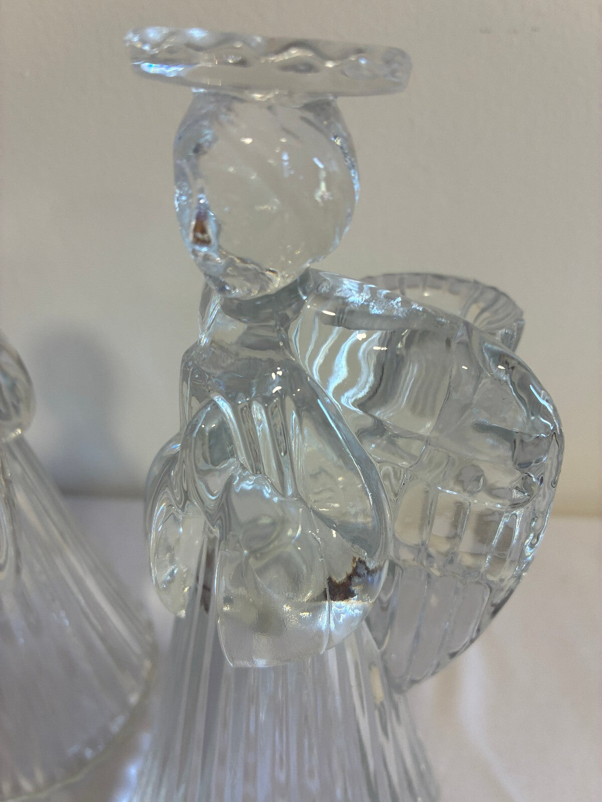 Vintage Mikasa Crystal Angel Candle Holders Pair, Praying Angel Figurines