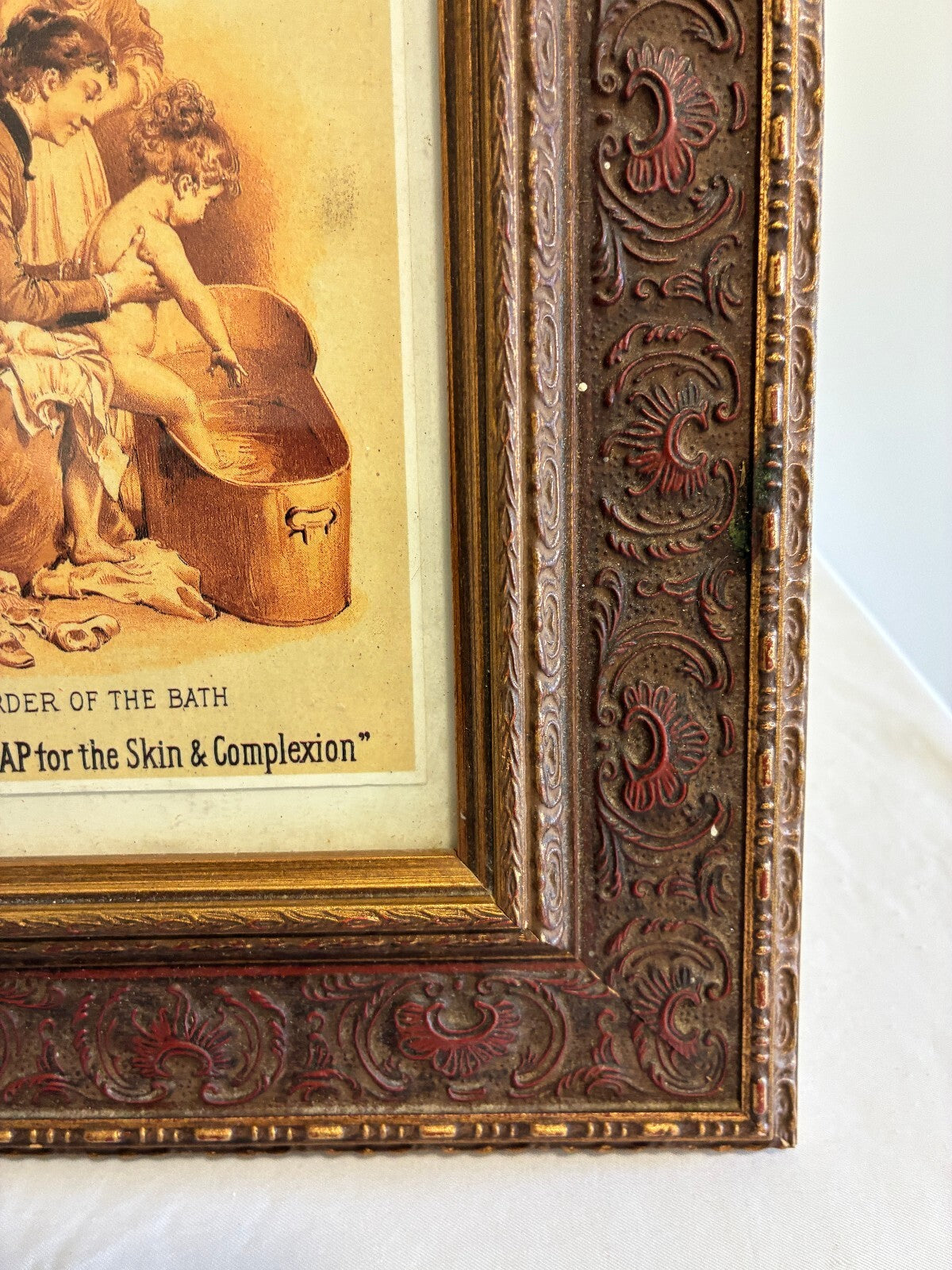 Vintage Framed Pears Soap Advertising Print, Victorian Bathroom Wall Art