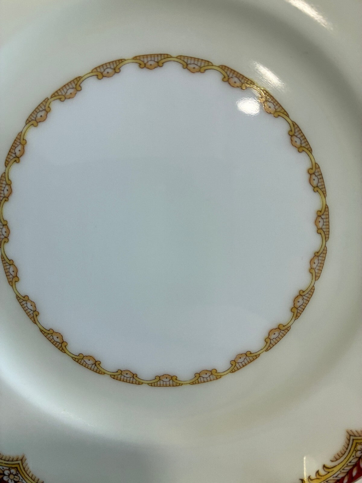 Vintage Meito China Celestine Bread Plates, Set of 12, Rust Red and Gold