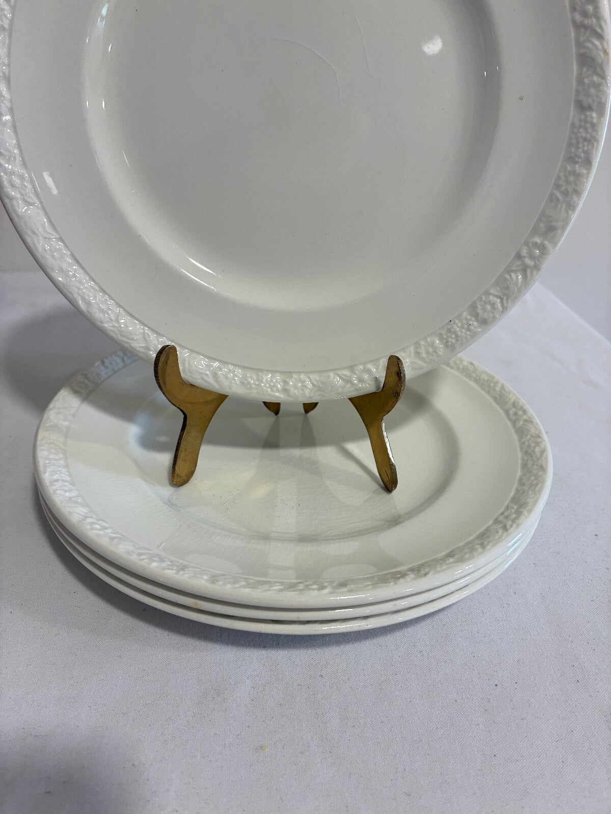 Vintage Wedgwood 7" Plates Set of 4, Embossed Floral Rim, England