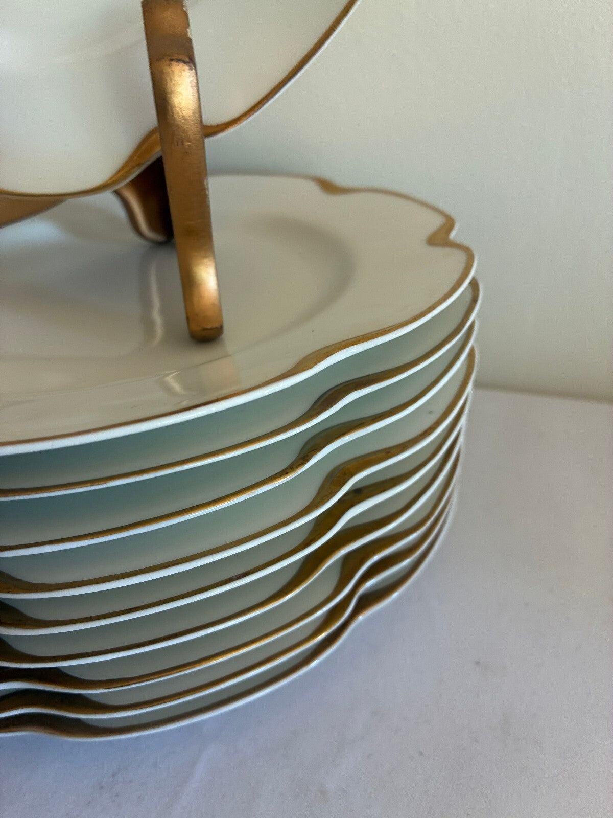 Antique Haviland & Co Limoges Gold Rim Plates Set of 10, 8.6"French Salad Plates