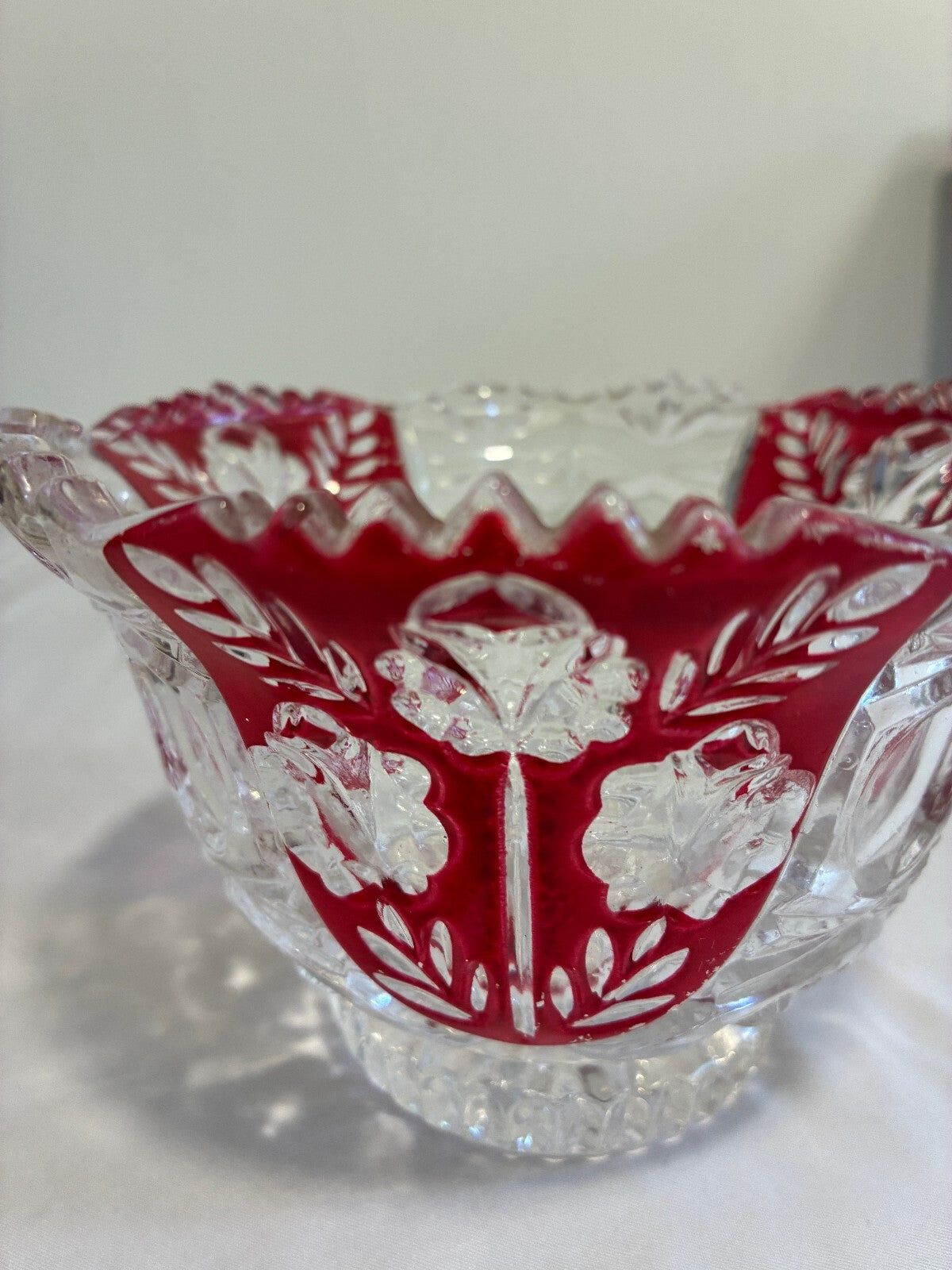 Vintage 5th Avenue Rosalina Red Cut Glass Bowl Ruby Flash