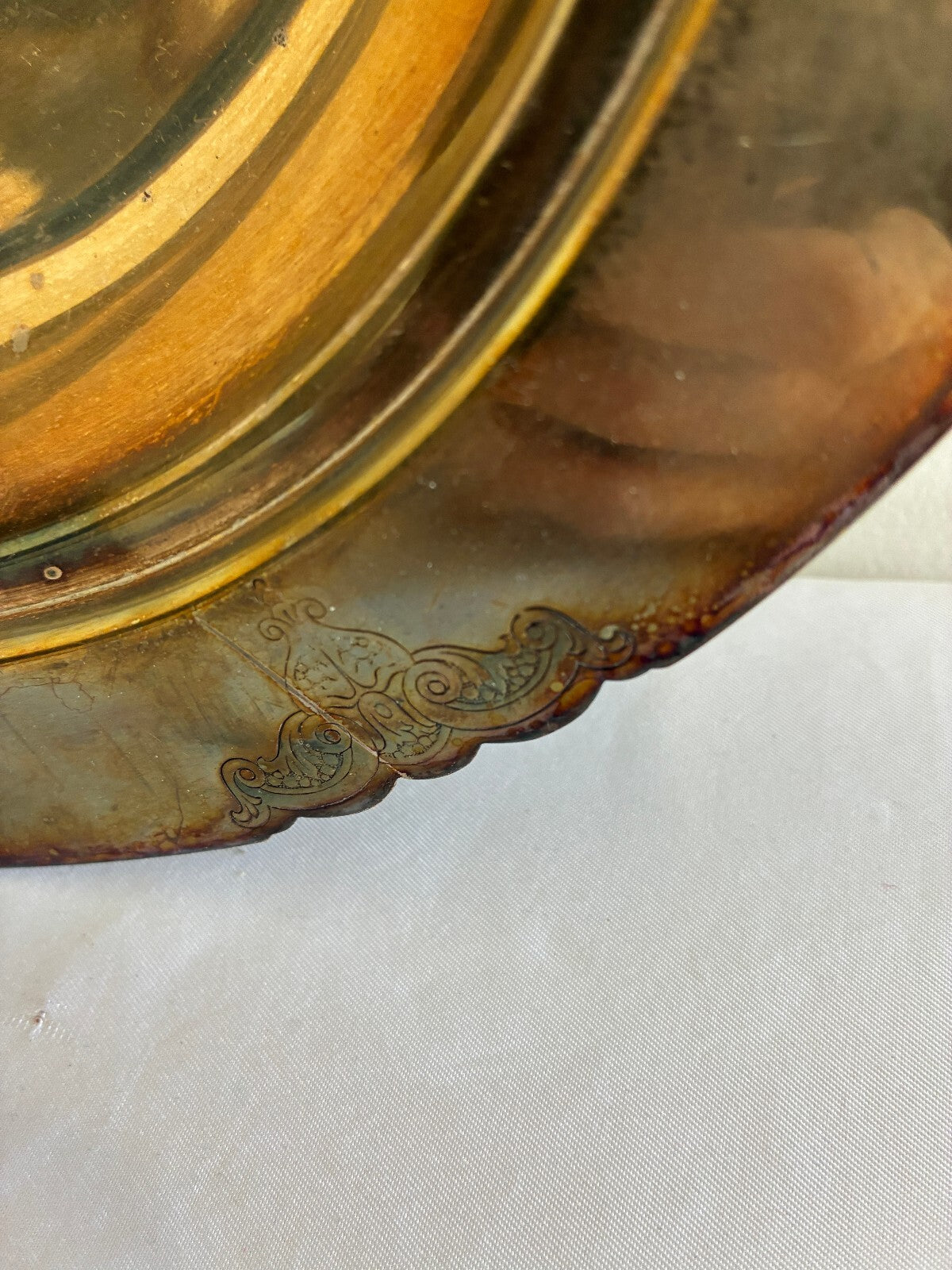 Vintage Silverplate Oval Serving Bowl Ornate Scalloped Tray