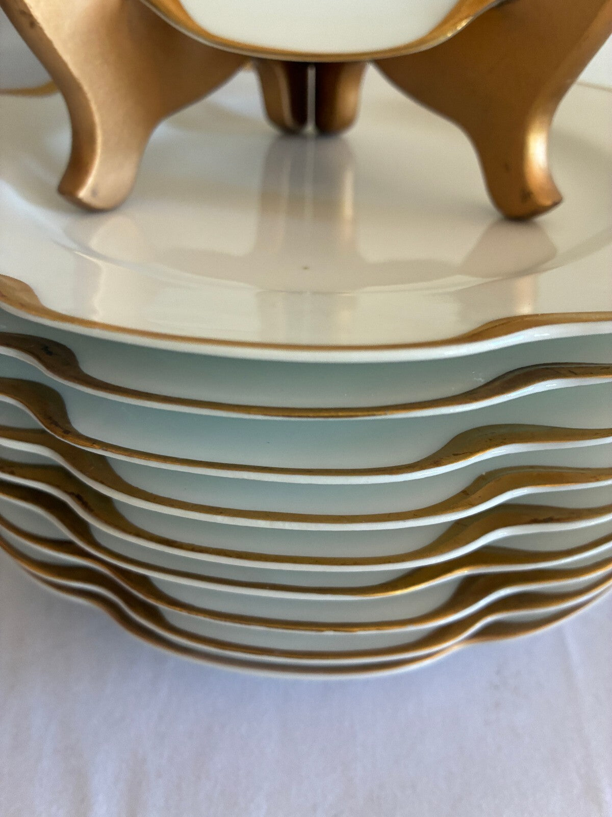 Antique Haviland & Co Limoges Gold Rim Plates Set of 10, 8.6"French Salad Plates