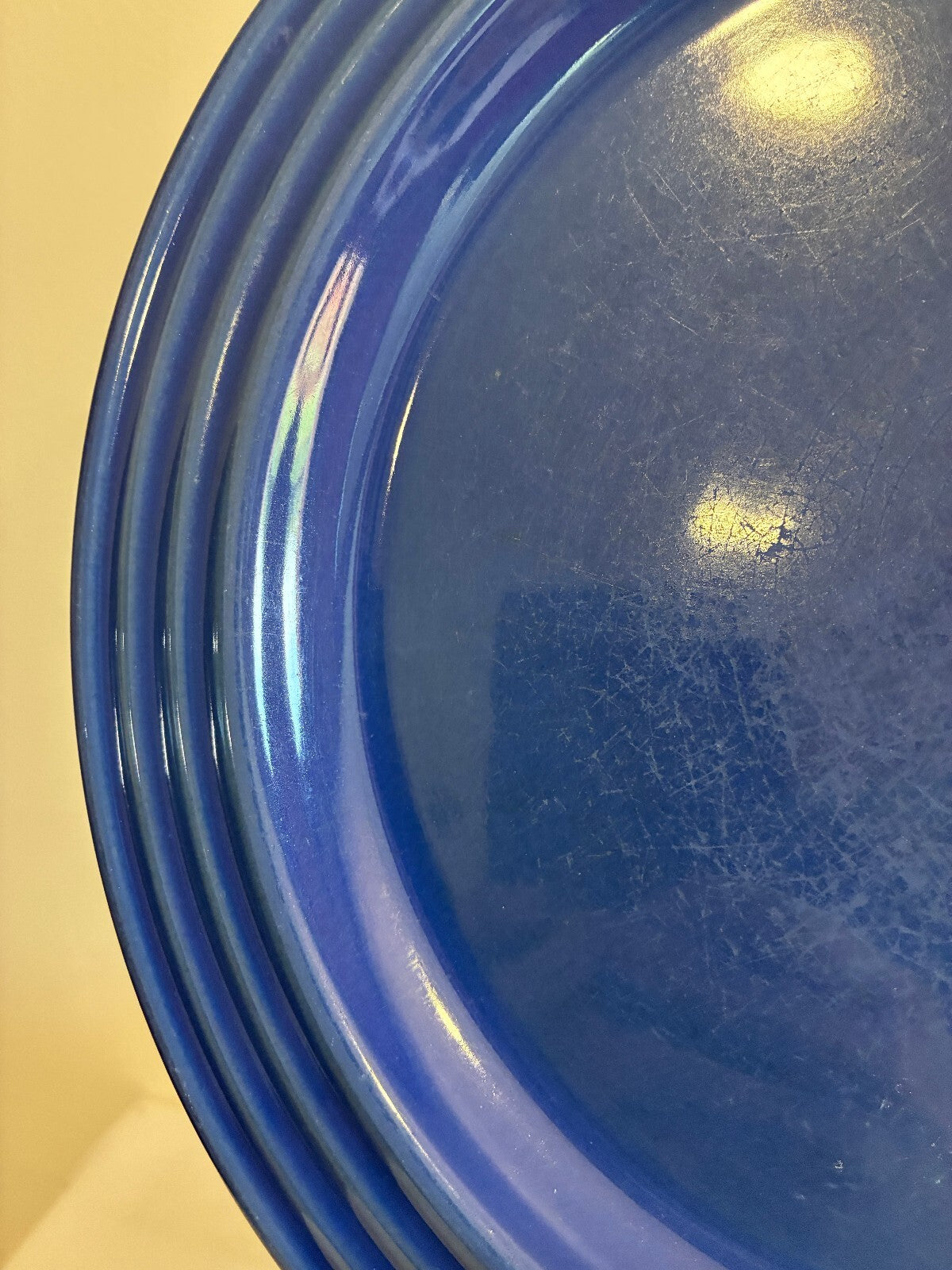 Vintage Emile Henry Cobalt Blue Dinner Plates Set of 8, French Ceramic Plates