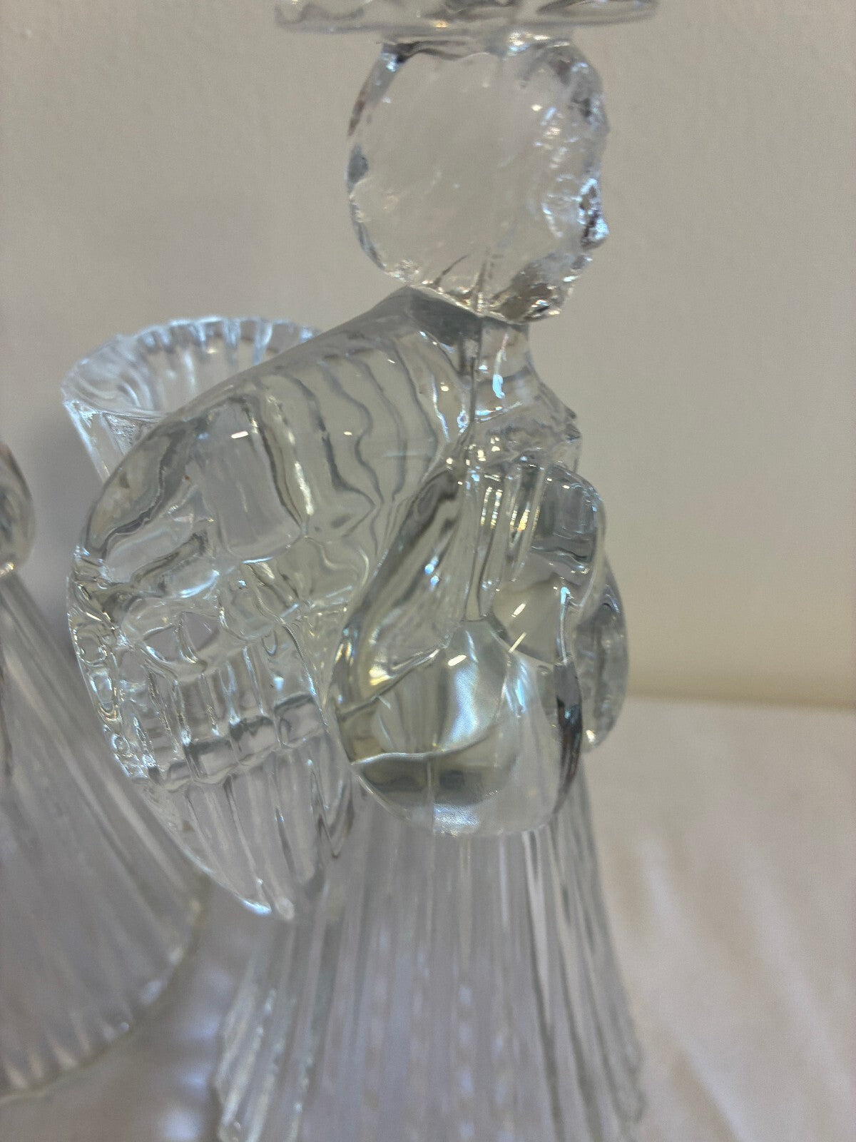 Vintage Mikasa Crystal Angel Candle Holders Pair, Praying Angel Figurines