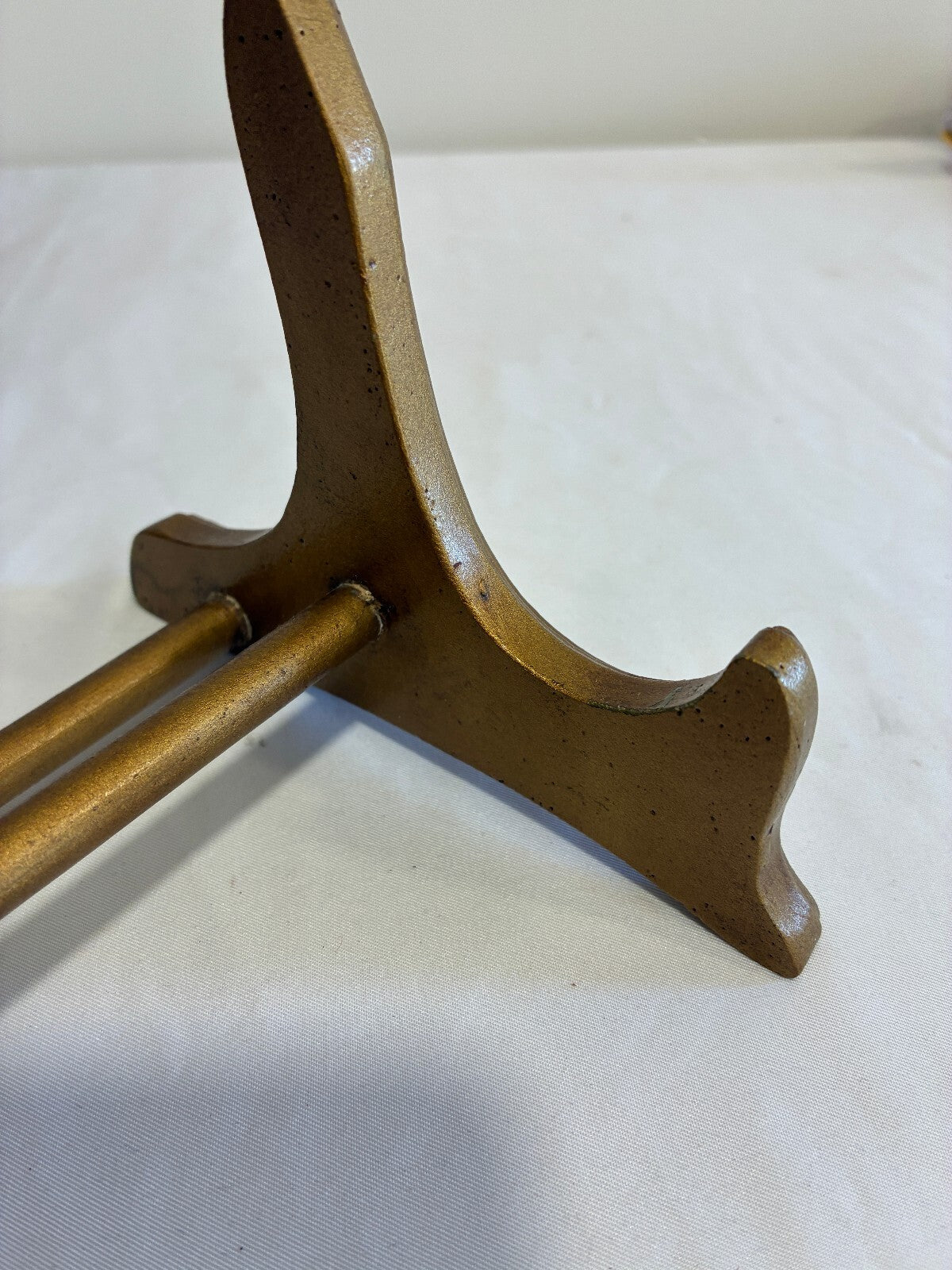 Vintage Gold Painted Wood Plate Stand Easel Display Holder