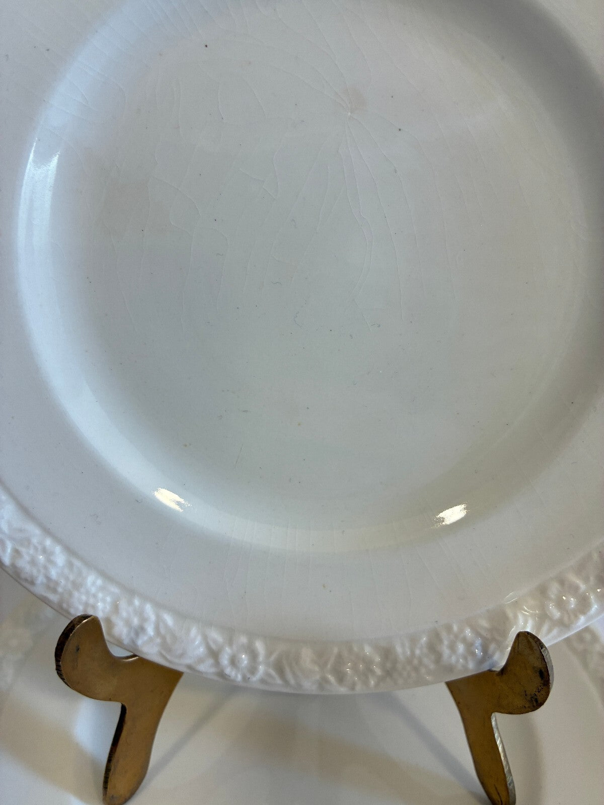 Vintage Wedgwood Hedge Rose Bread Plates Set of 7 White Embossed English China