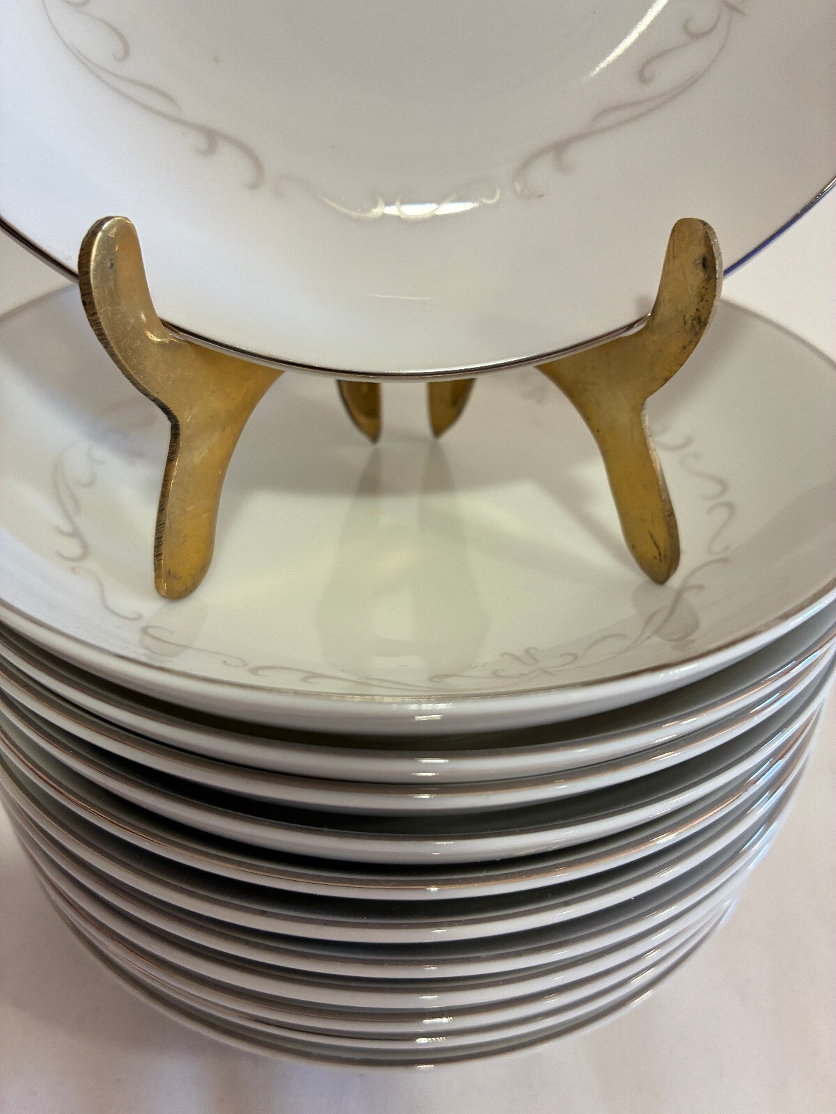 Vintage Kimberly Fine China "Trianon" Bowls Set of 12 | Platinum Scroll Rim