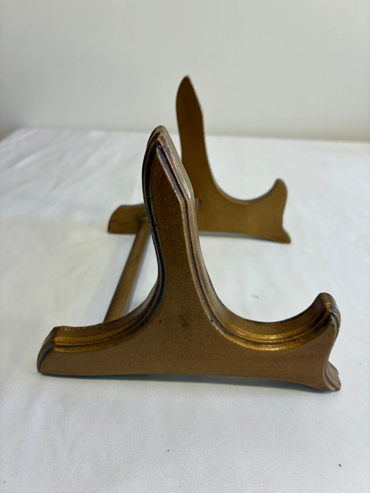 Vintage Gold Painted Wood Plate Stand Easel Display Holder