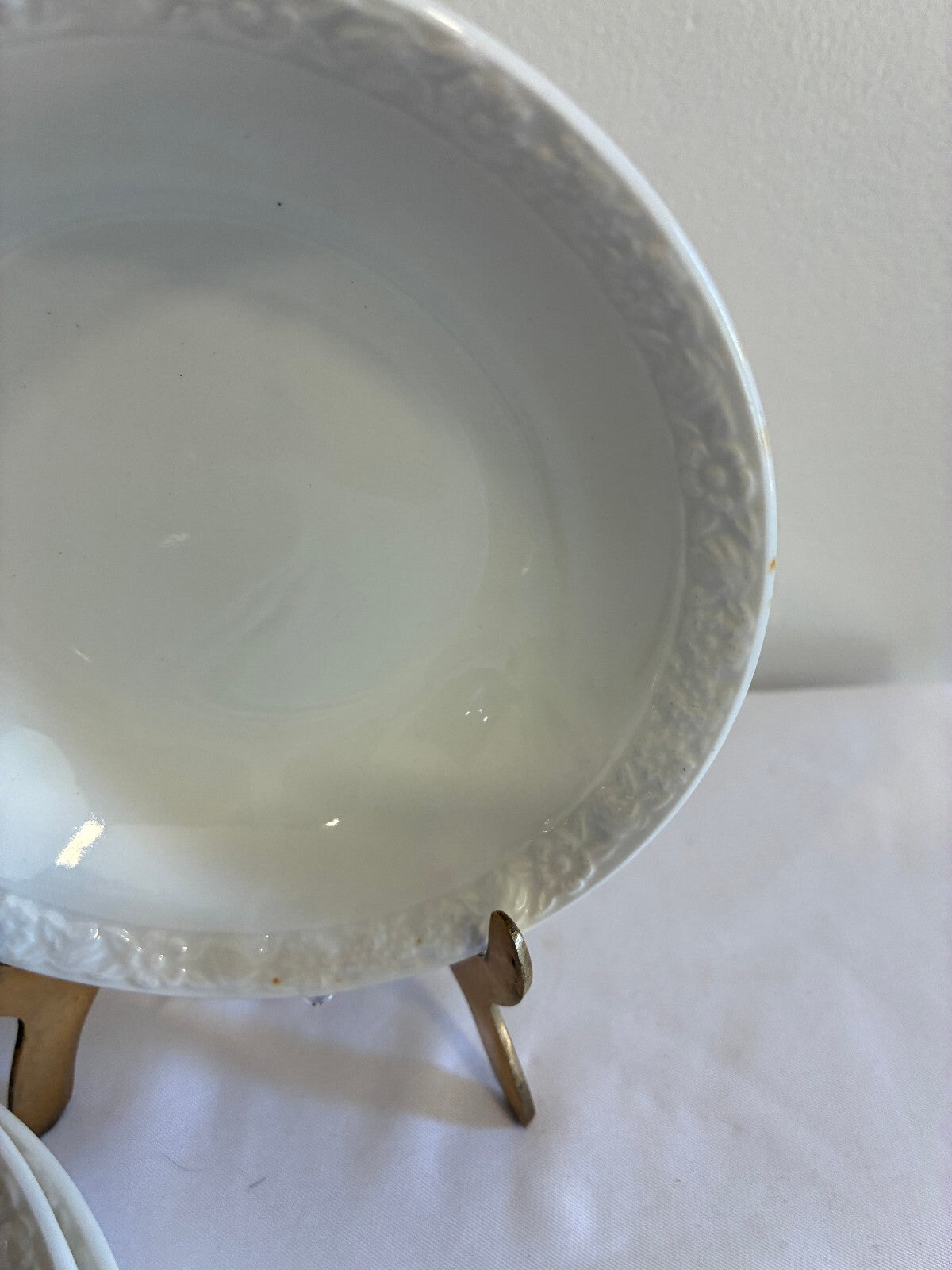 Vintage Wedgwood & Co Hedge Rose Bowls Set of 4, English White Embossed China