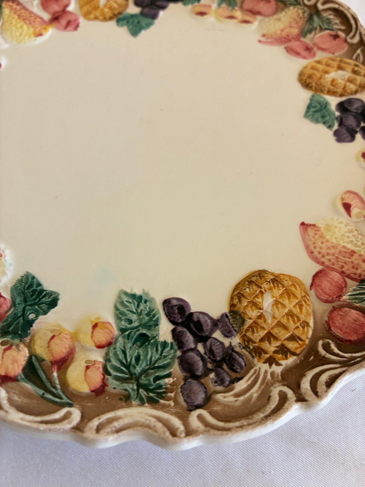 Vintage Lefton Majolica Style Fruit Border Plates, Set of 6 | Japan