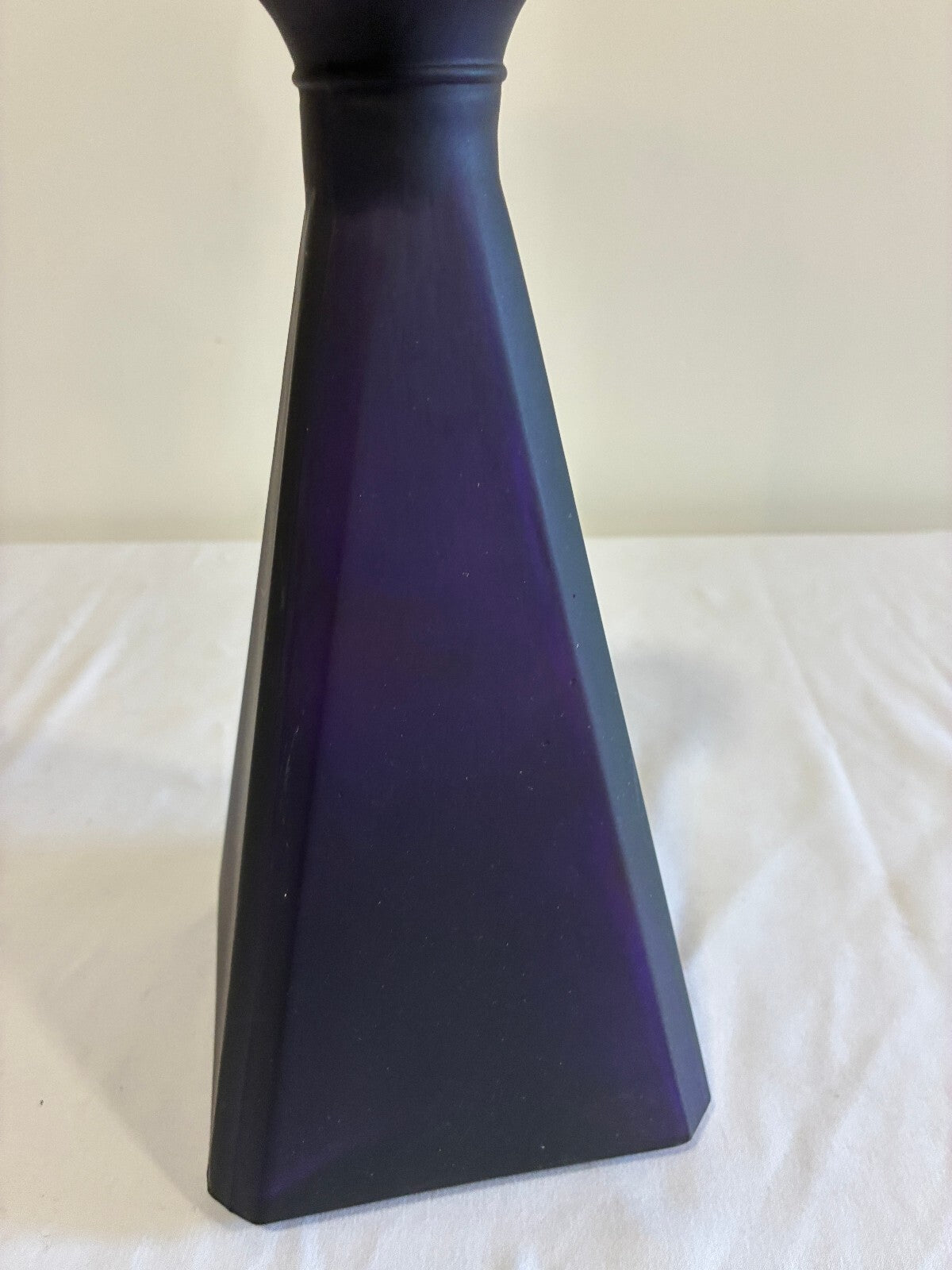 Vintage Amethyst Glass Pyramid Shaped Decanter With Stopper