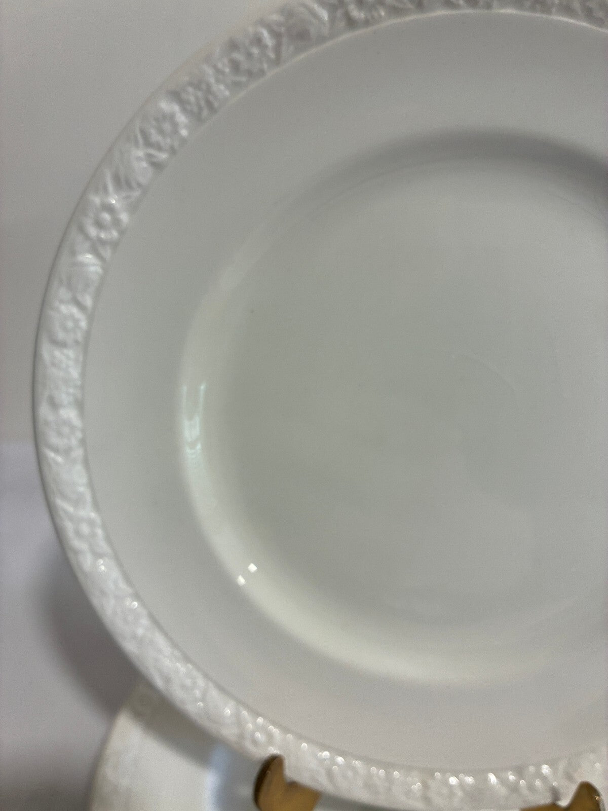 Vintage Wedgwood 7" Plates Set of 4, Embossed Floral Rim, England