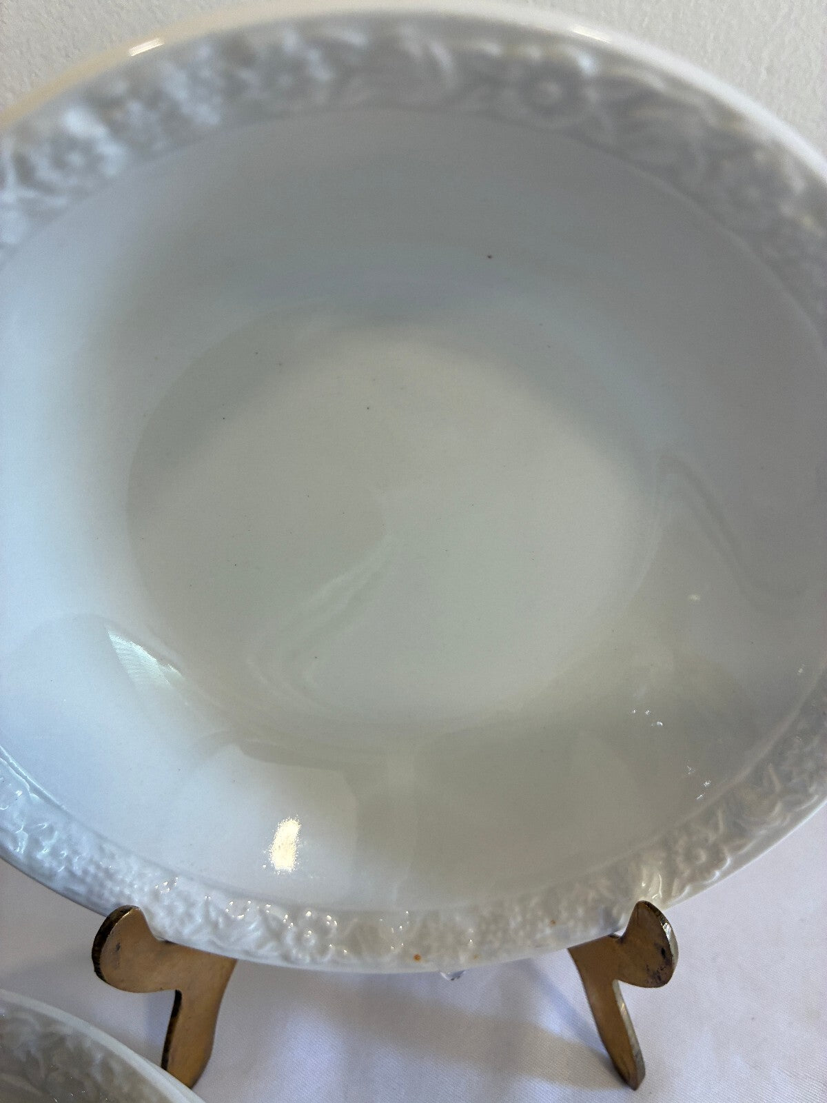 Vintage Wedgwood & Co Hedge Rose Bowls Set of 4, English White Embossed China