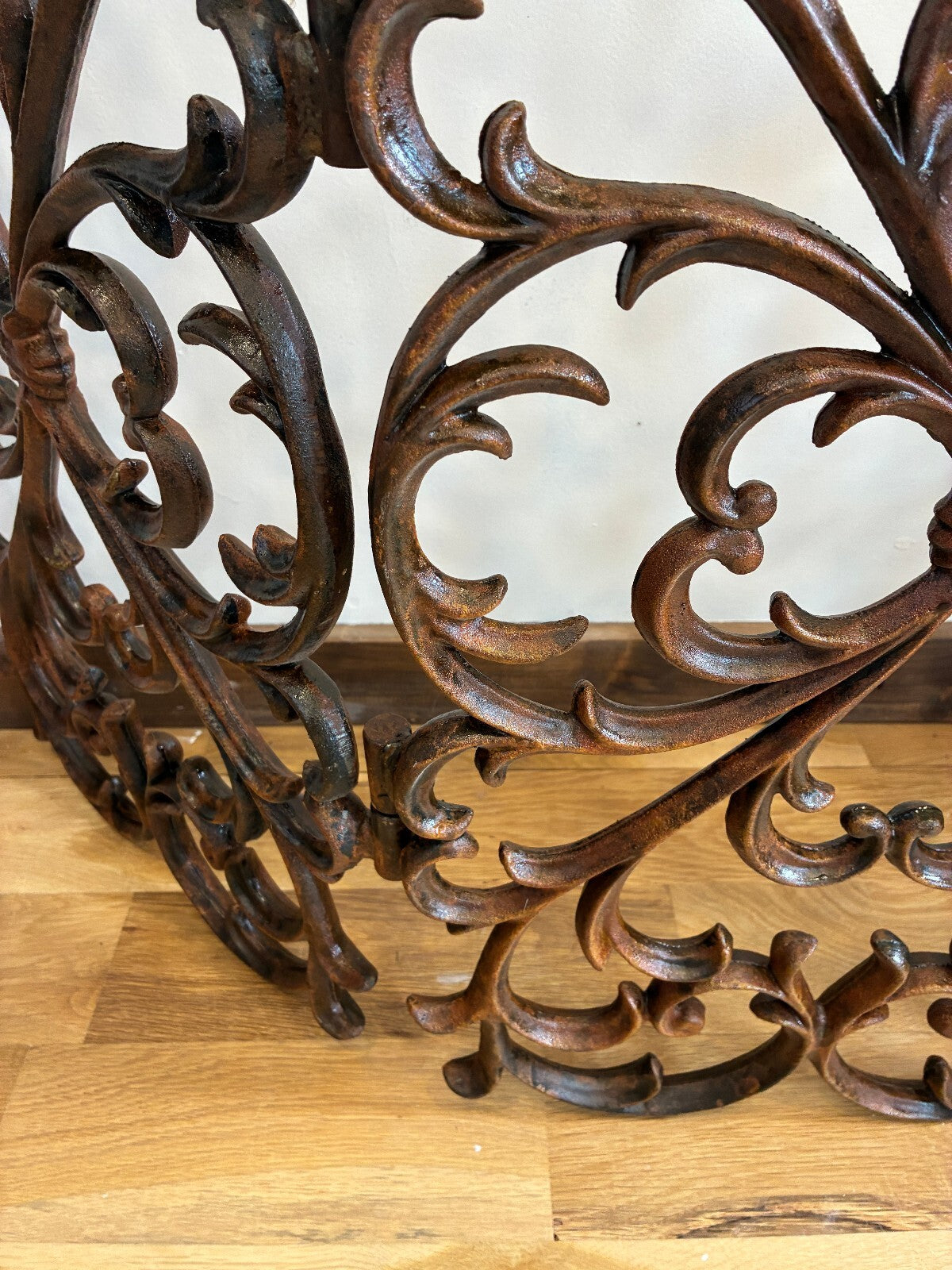 Vintage Large Cast Iron Fireplace Screen Ornate Scrollwork