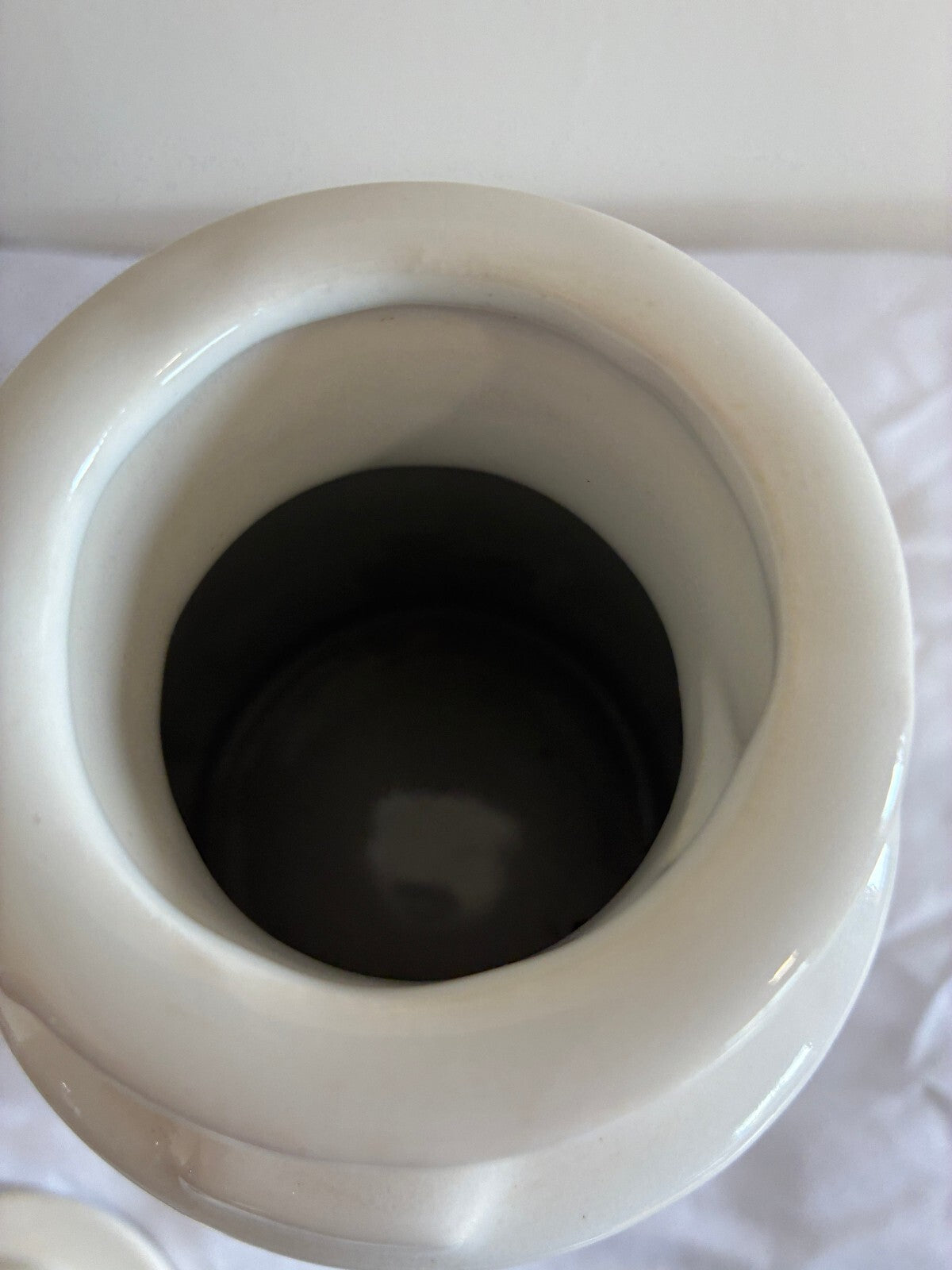 Vintage Ceramic Cream Canister with Lid, White Kitchen Storage Jar, Farmhouse Pantry Container