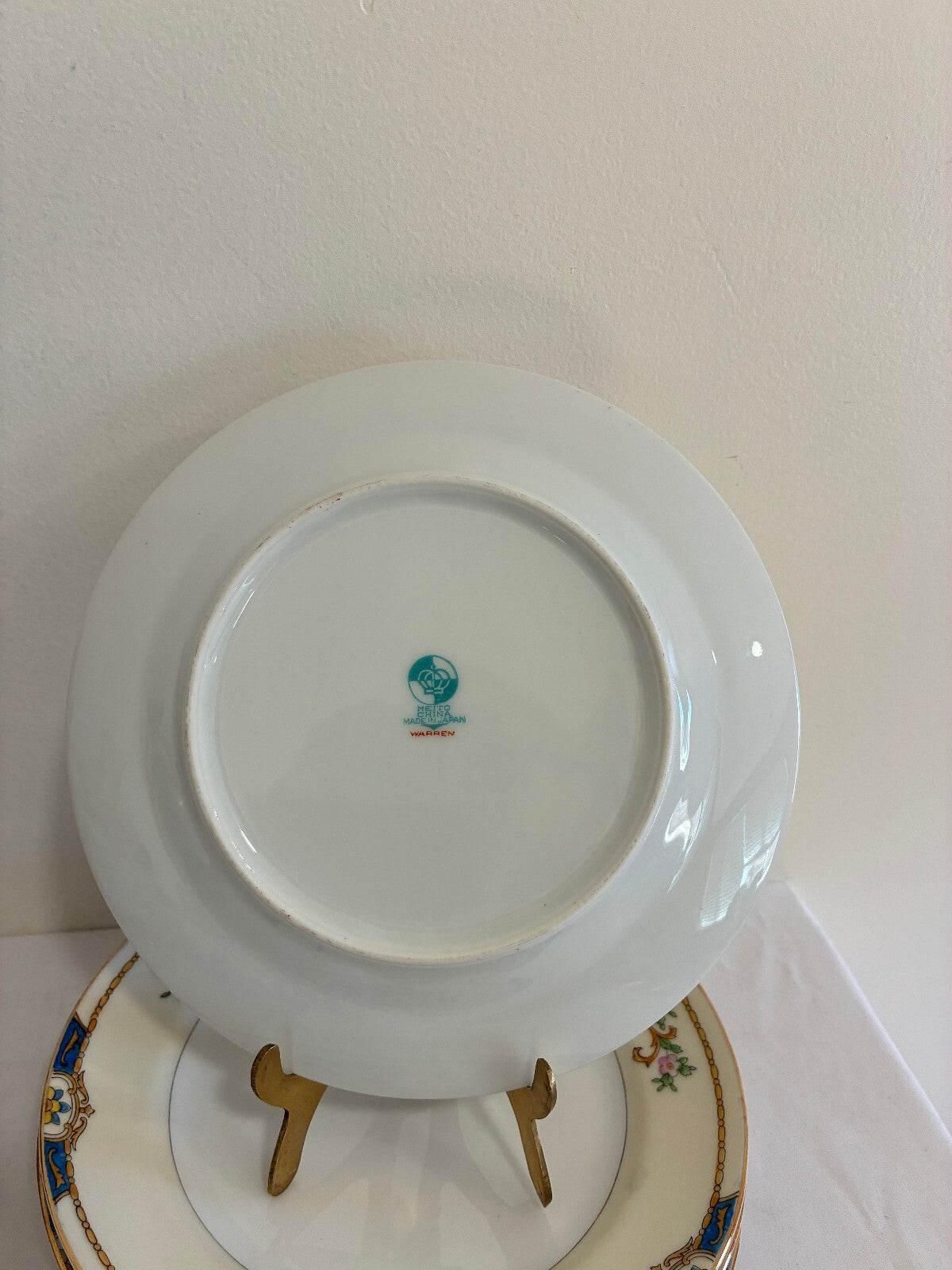 Vintage Meito China Warren Salad Plates, Set of 6, Blue and Gold Floral Trim