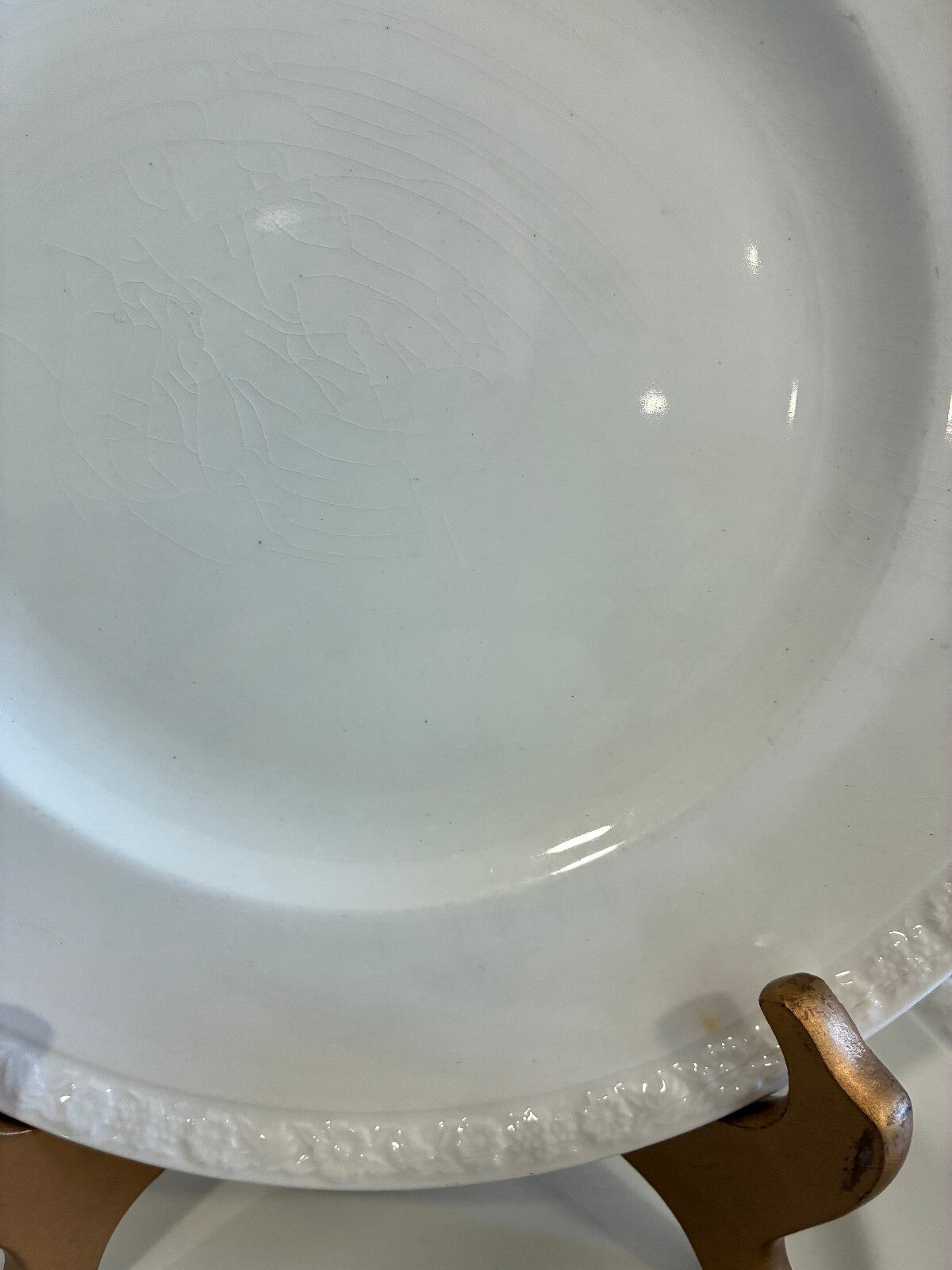 Vintage Wedgwood White English Ironstone Dinner Plates Set of 10, Embossed Edges