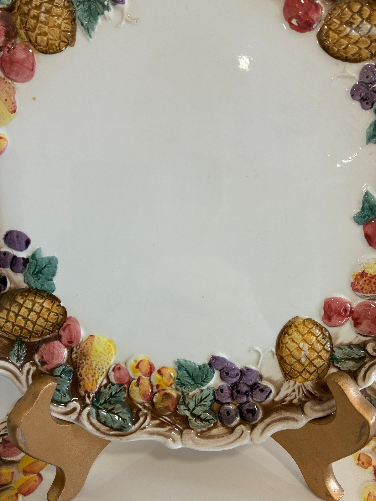 Vintage Lefton Majolica Style Fruit Border Dinner Plates, Set of 6 | Japan